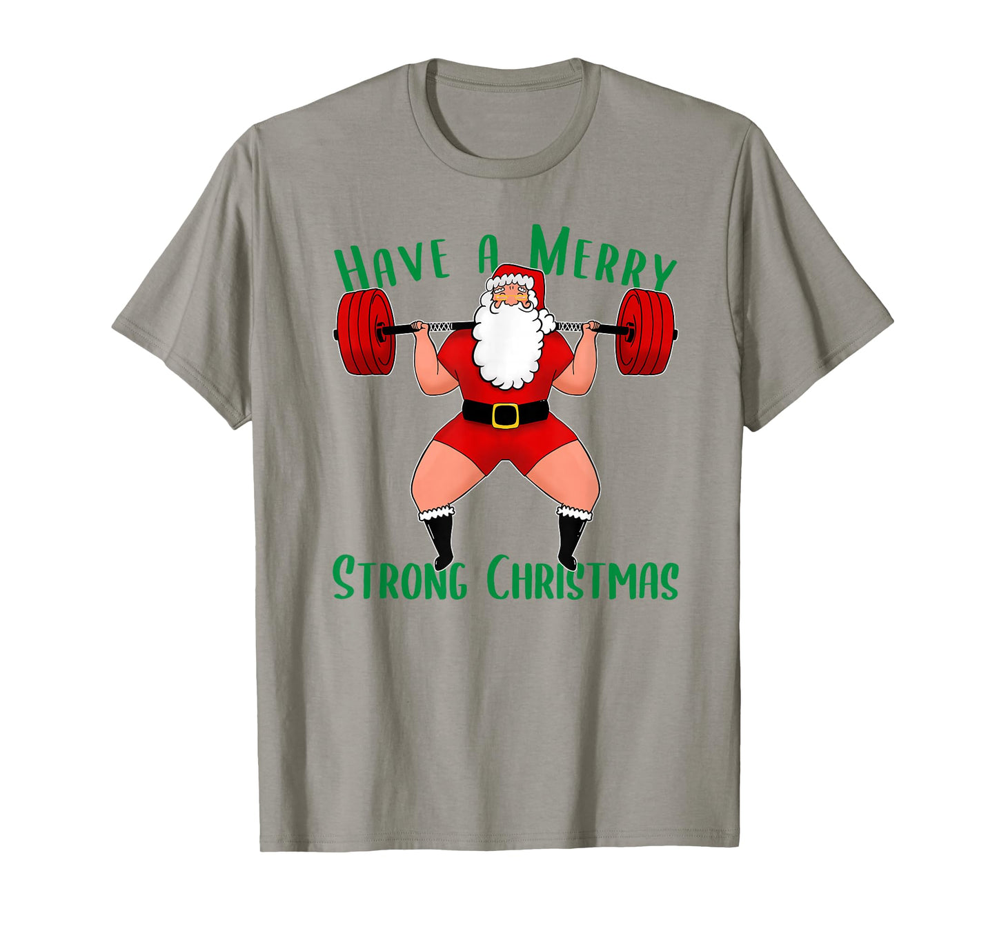 Training Squats with Santa for a Strong Christmas Lifting T-Shirt