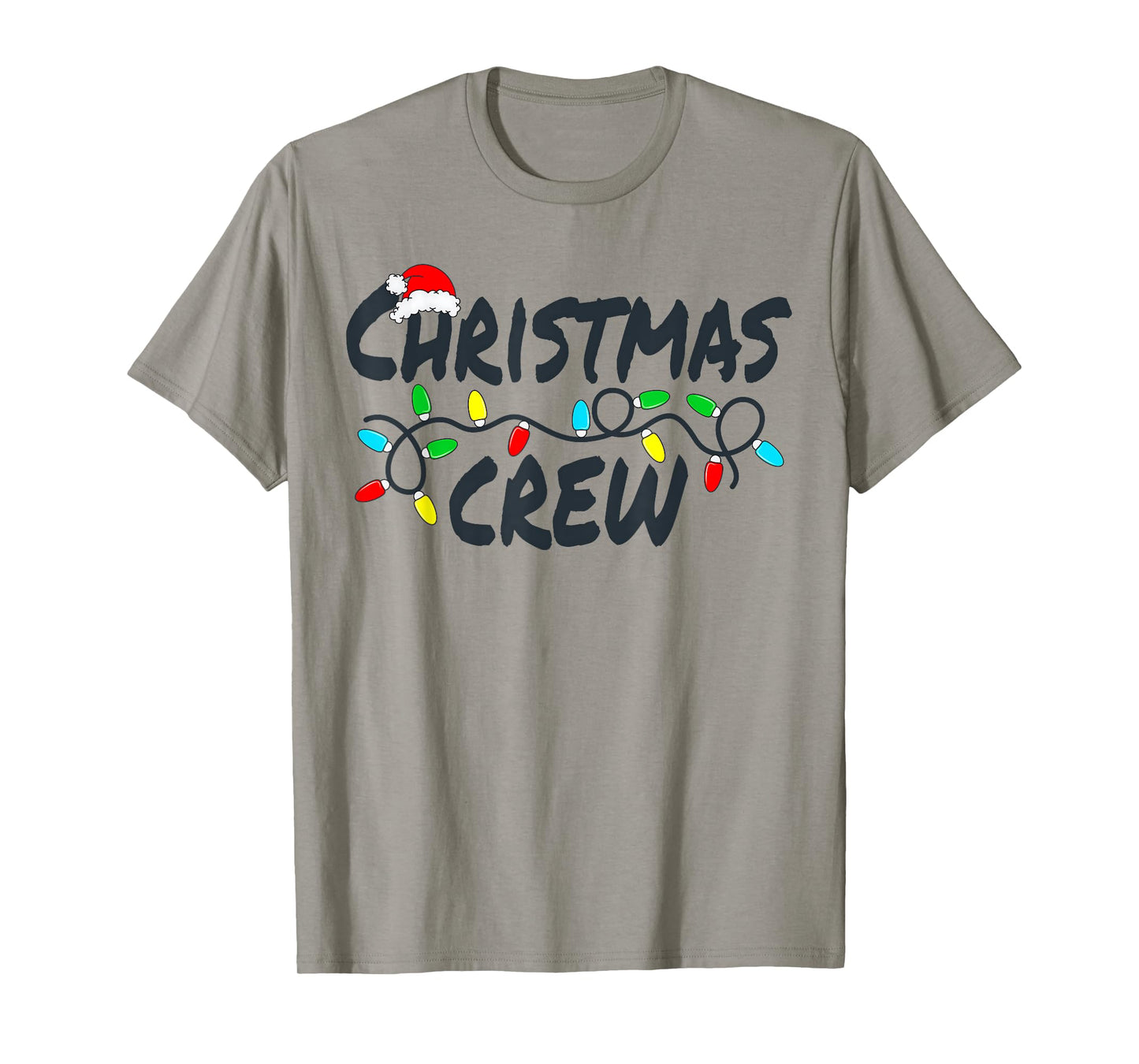 Funny Christmas Crew Santa Hat & Lights Outfit T-Shirt