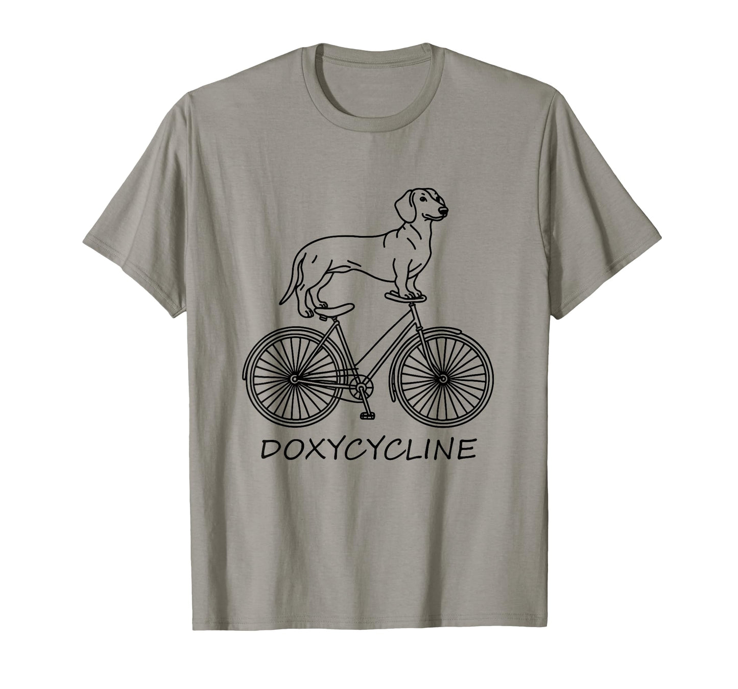 Dachshund on Bicycle Doxycycline Pharmacy Pun Dog Pharmacist T-Shirt for Men Women