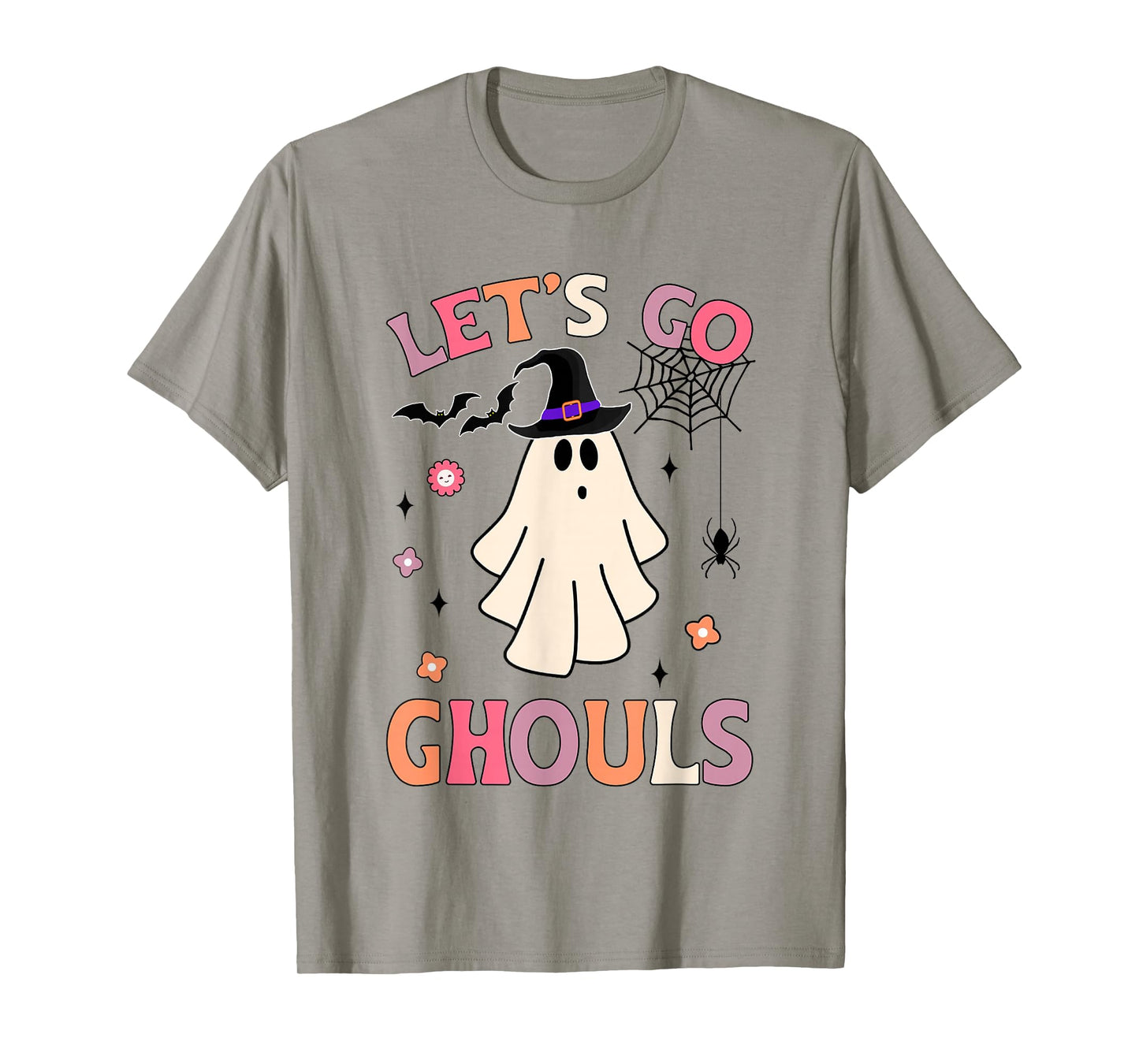 Funny Ghost Spooky Halloween Retro Groovy Let's Go Ghouls T-Shirt