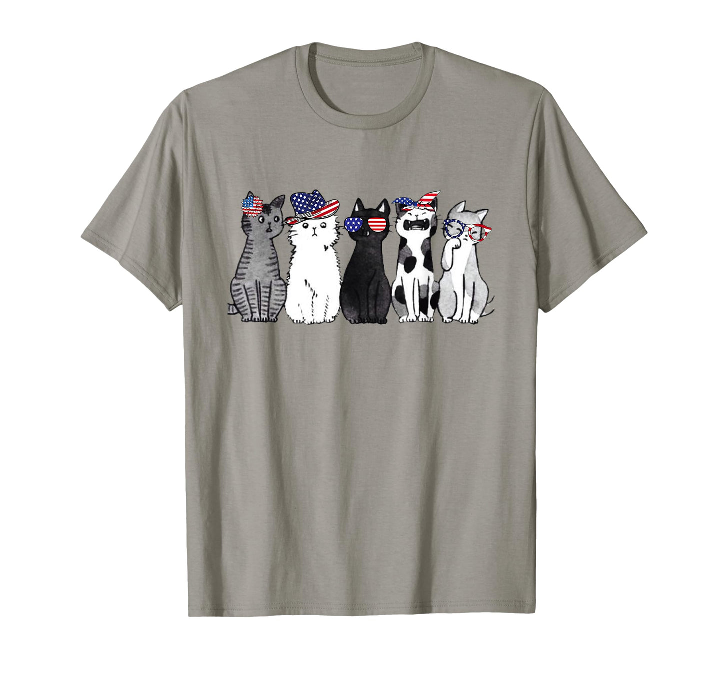 cat lover July 4th Forth of July funny cats American Flag T-Shirt