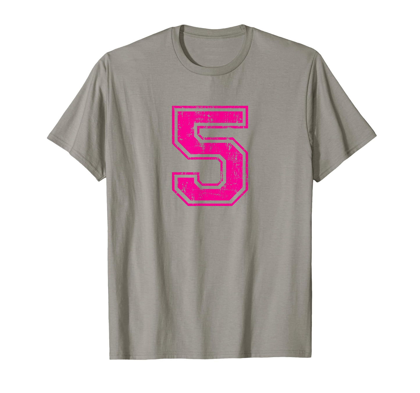 Number 5 Five Varsity Distressed Vintage Sport Team Player's T-Shirt