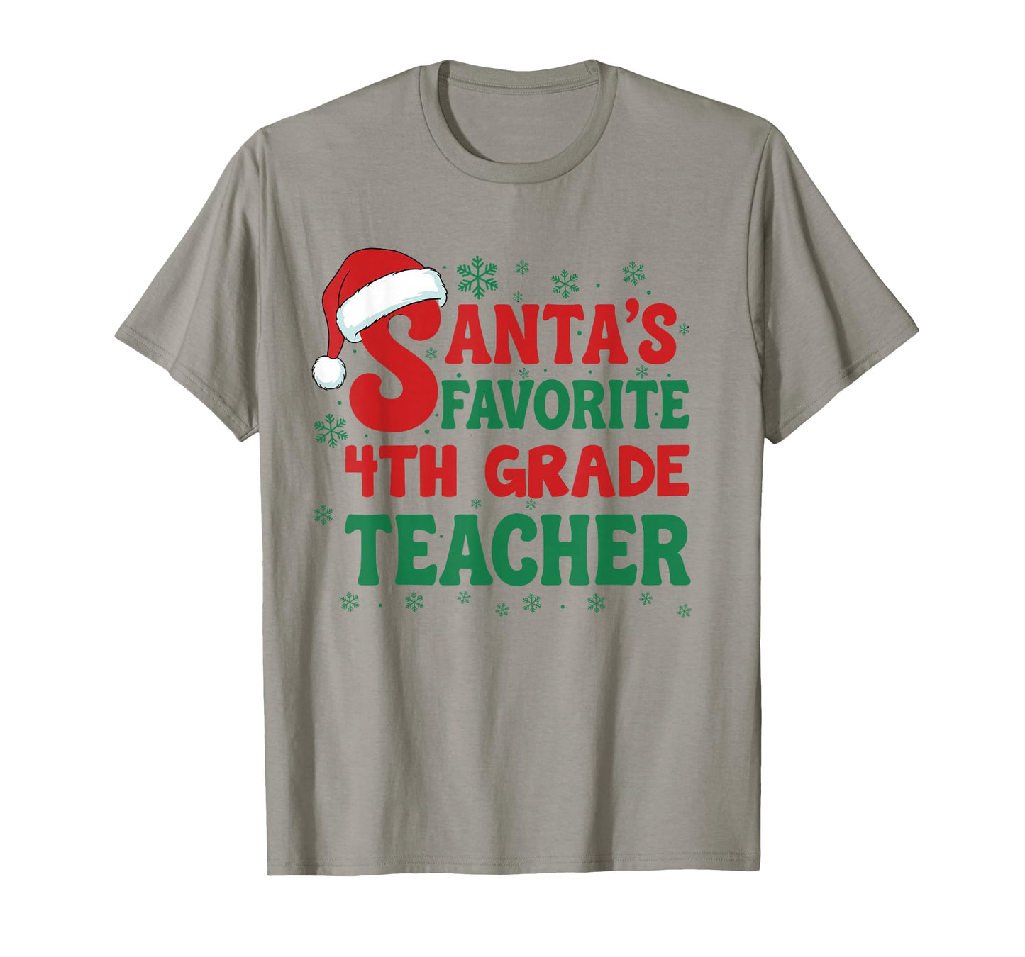 Santa's Favorite 4th Grade Teacher Christmas Holiday Pajama T-Shirt