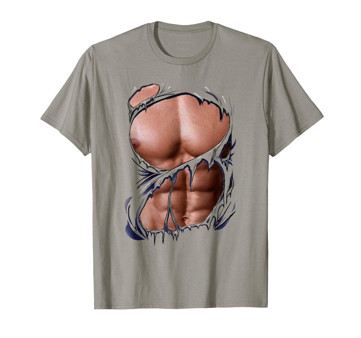 Fake Muscles Ripped Torn Chest Six Pack Abs Fitness Model T-Shirt