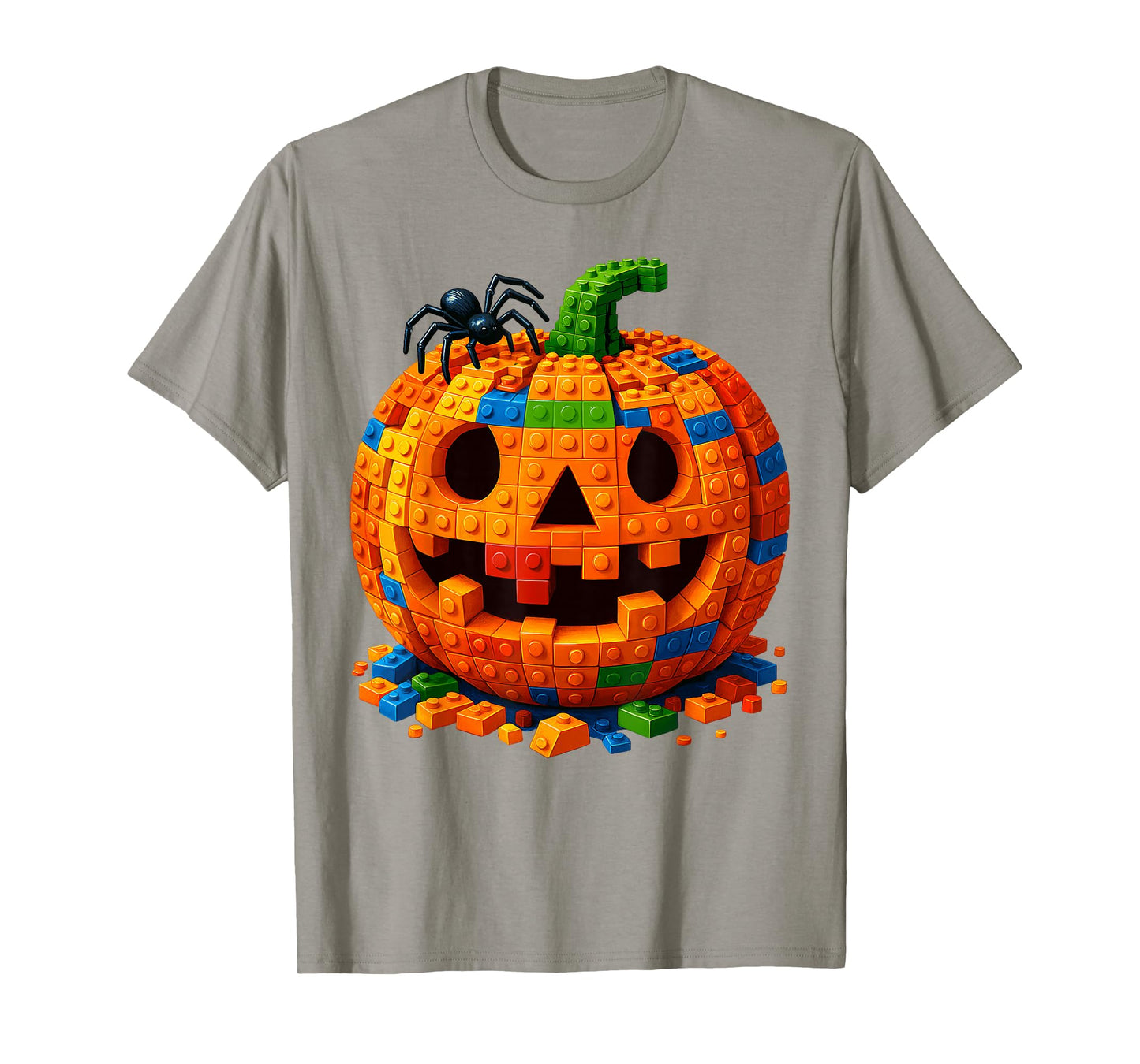 Jack O Lantern Pumpkin Blocks Building Happy Halloween Day T-Shirt
