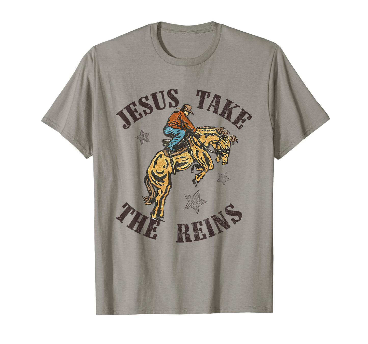 Jesus Take The Reins Western Cowboy Bucking Bronco Western T-Shirt