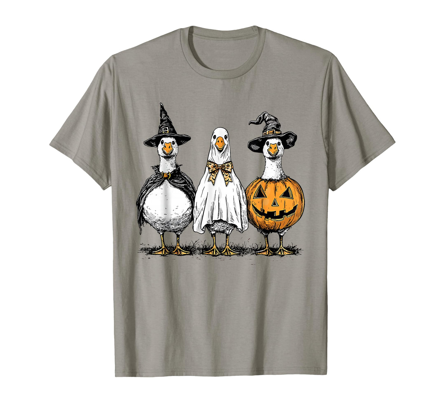 Halloween Witch Goose Retro Ghost Pumpkin Animals Lover T-Shirt