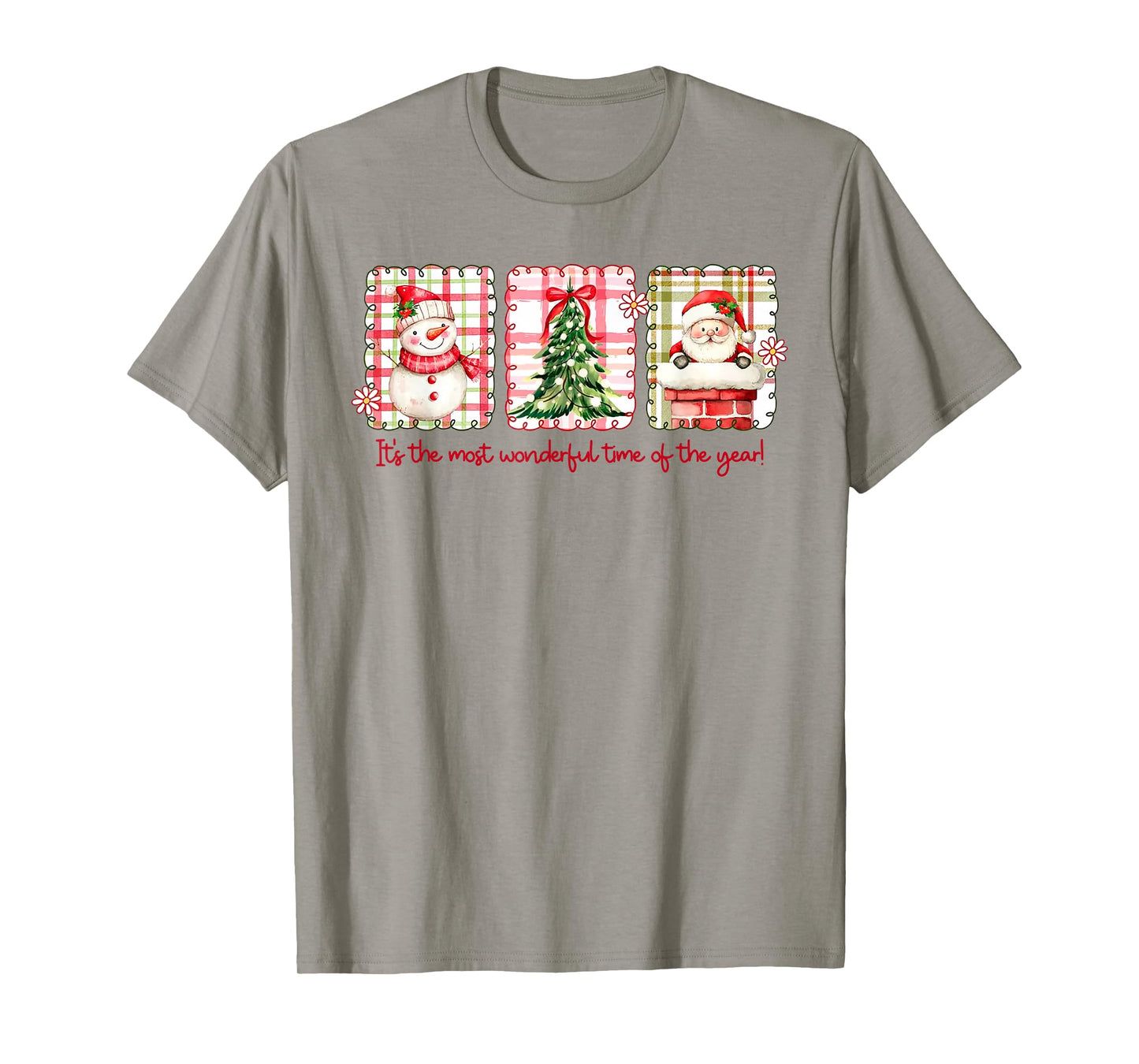 Christmas The Most Wonderful Time of The Year Plaid Snowman T-Shirt