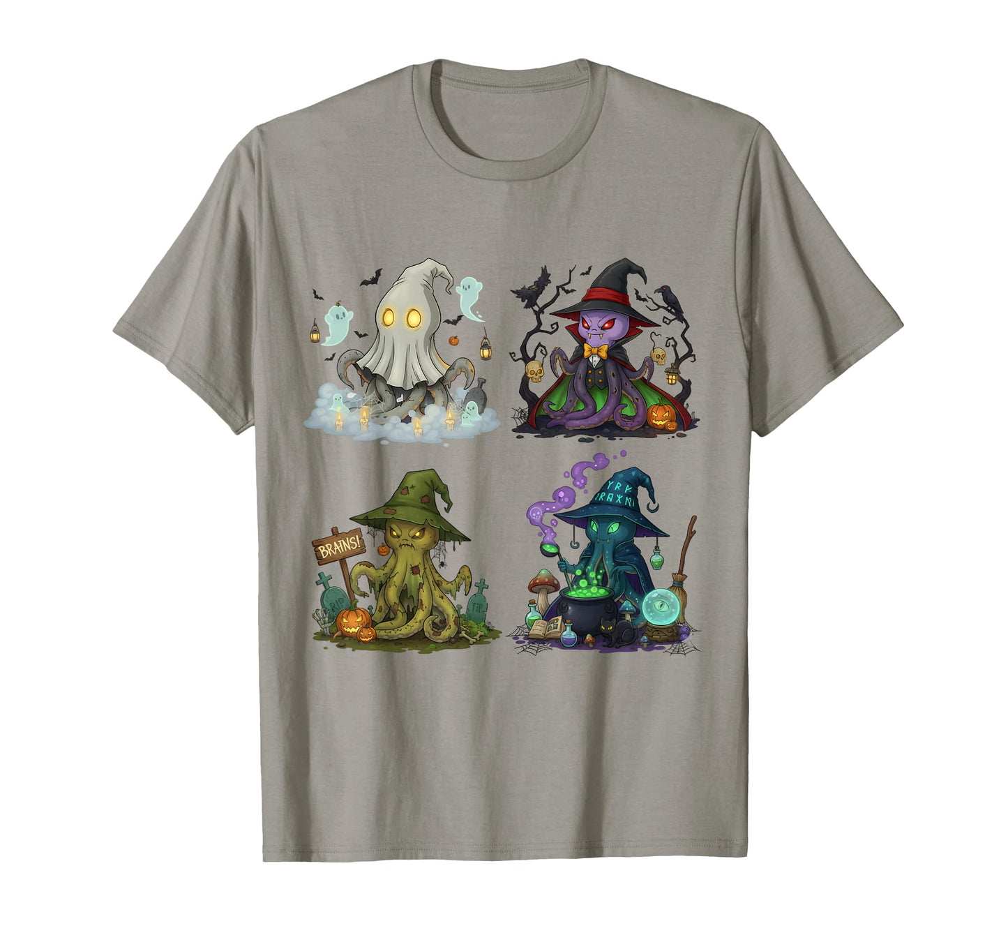 Octopus Spooky Vampire Witch Boo Zombie Cute Halloween Boys T-Shirt