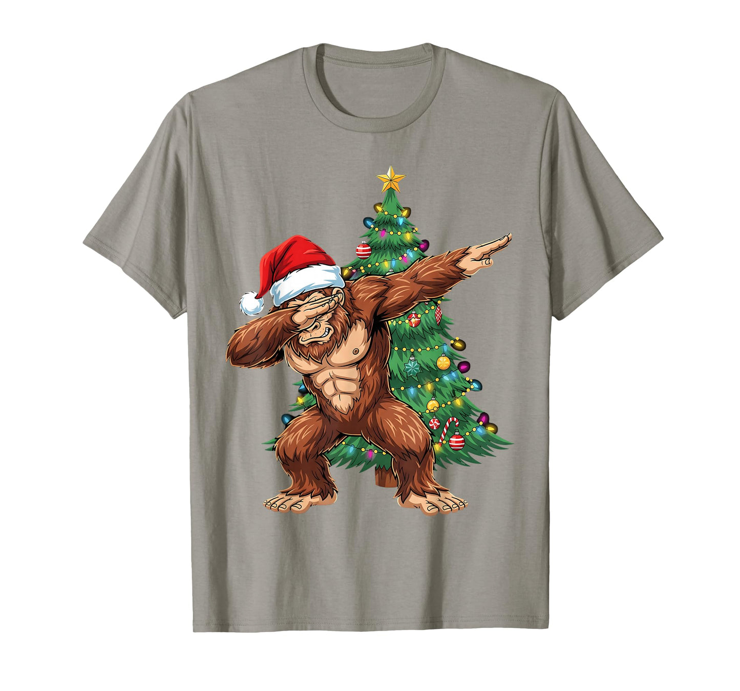 Bigfoot Christmas Tree Dabbing Santa Xmas Sasquatch Men Boys T-Shirt