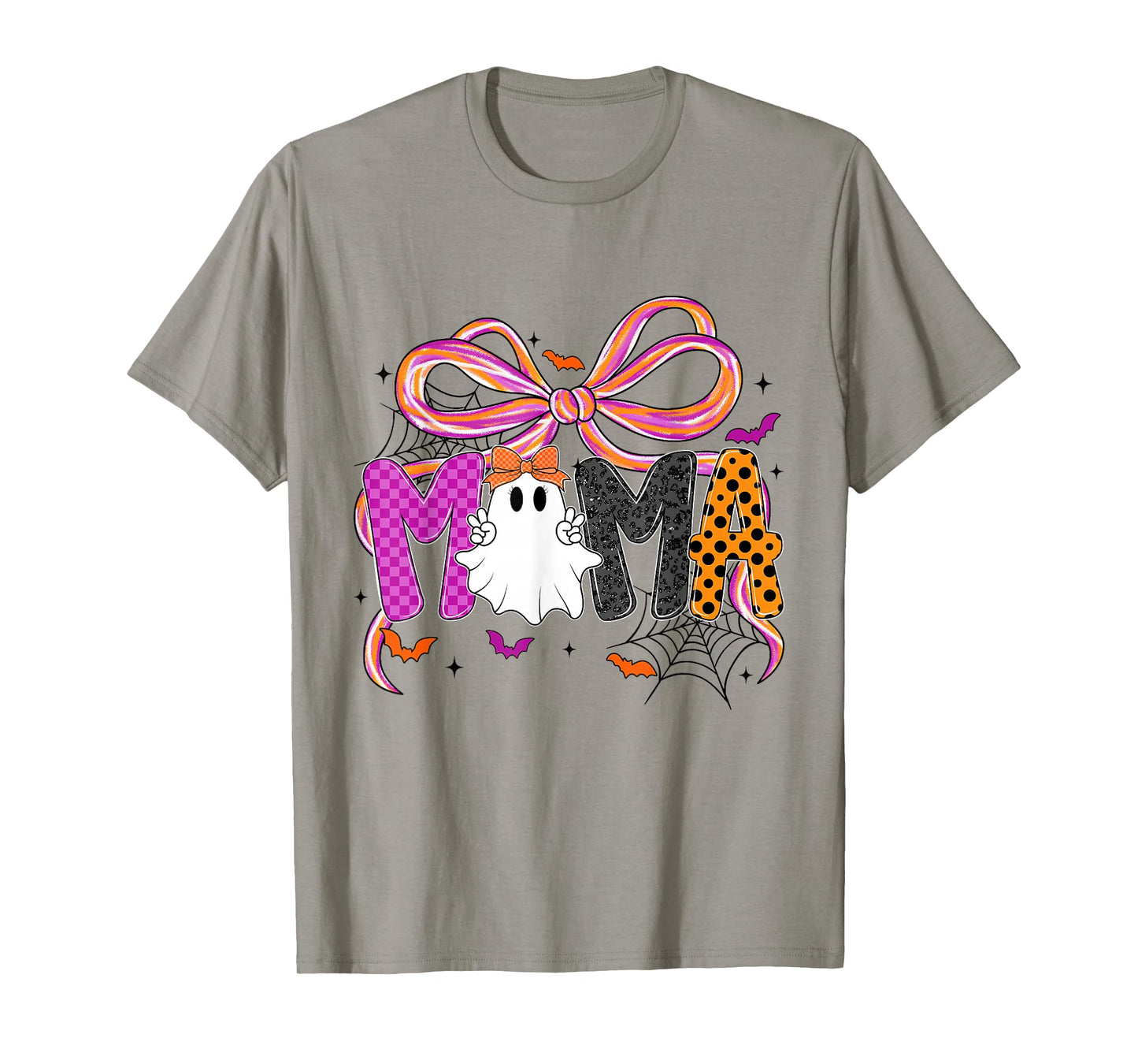 Coquette Checkered Ghost Mama Halloween Lace Ghost Womens T-Shirt