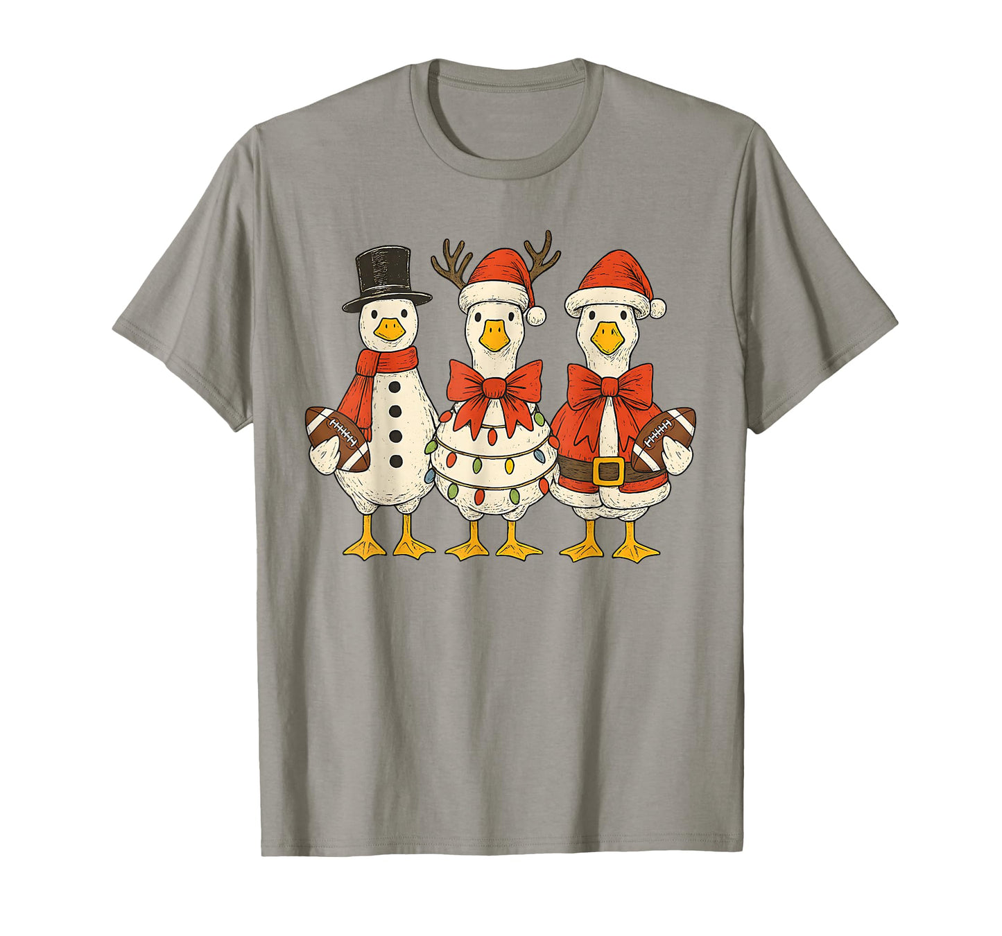 Vintage Christmas Football Goose Merry Christmas Football T-Shirt