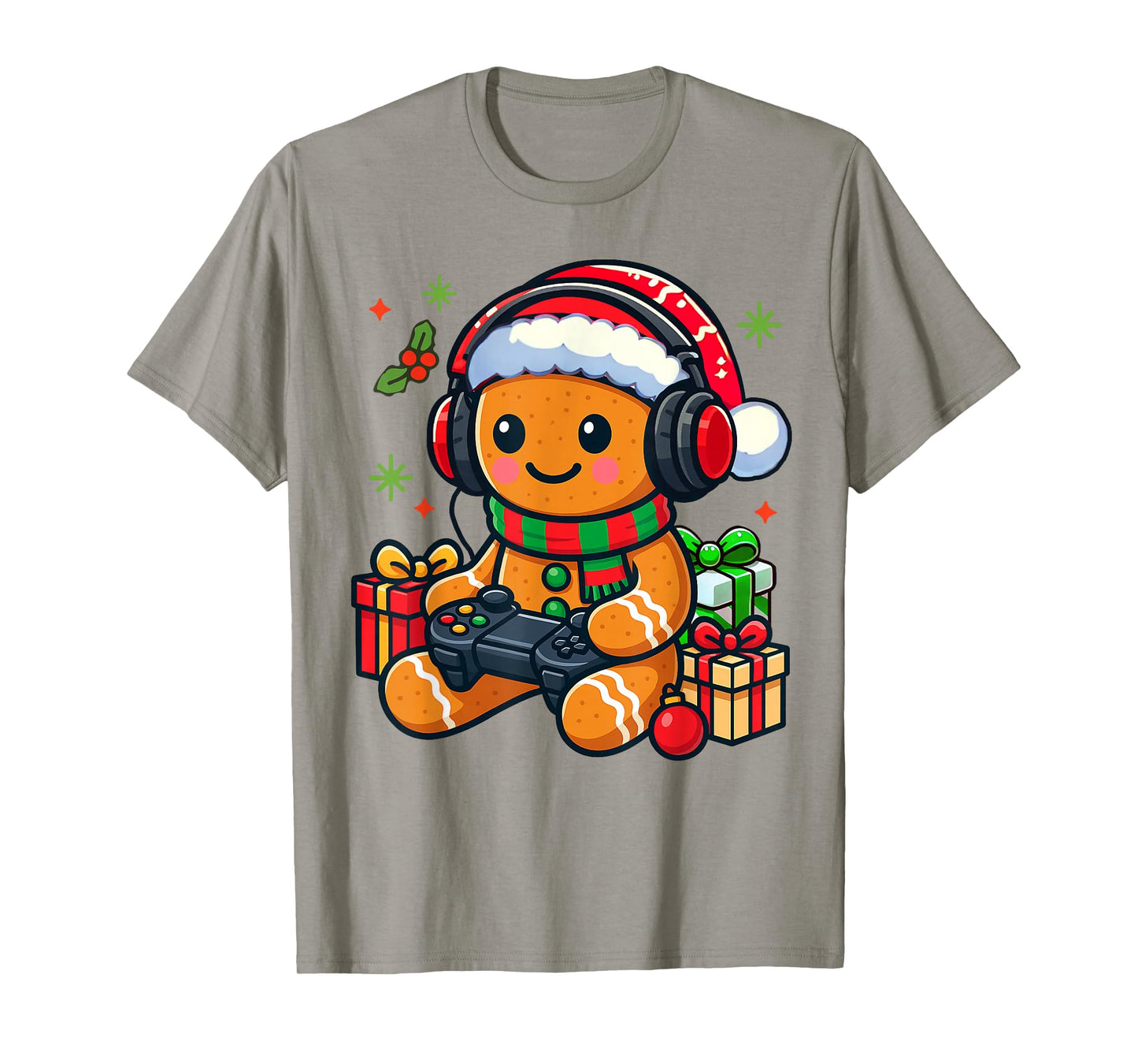Christmas Xmas Vibes Gaming Lover Gingerbread Playing Games T-Shirt