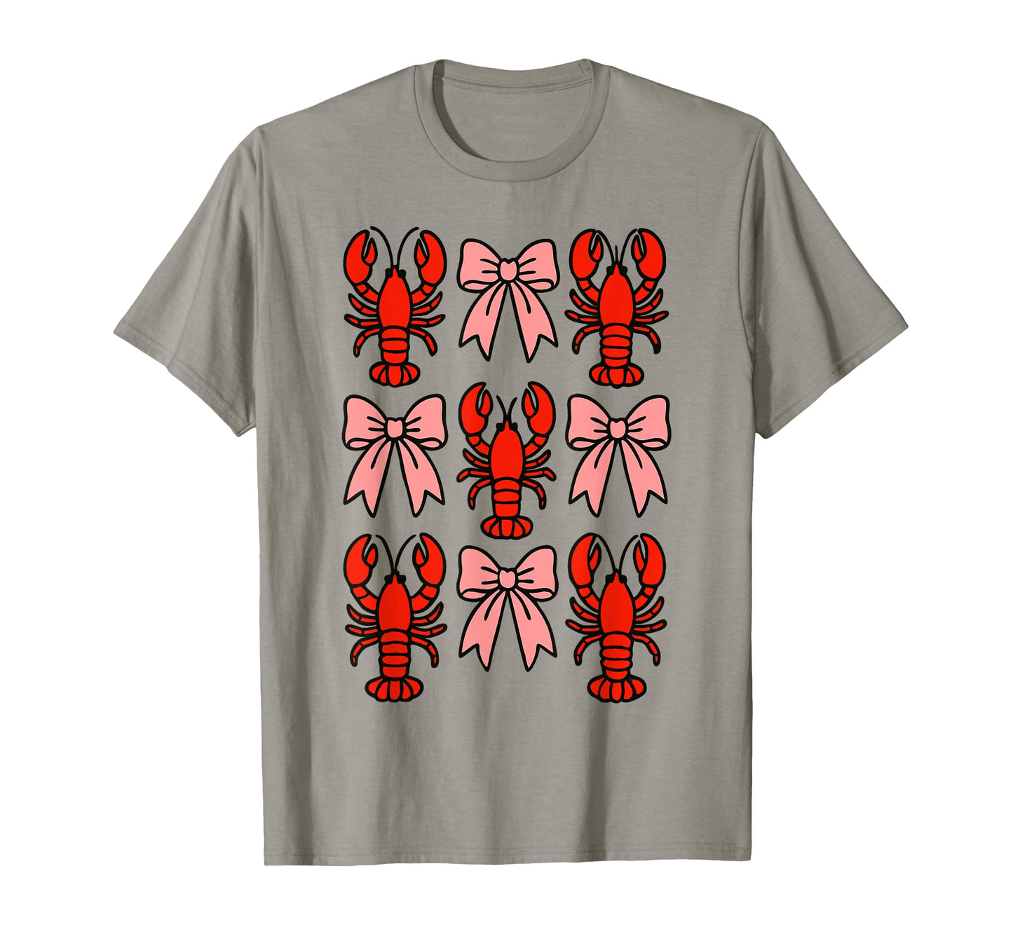 Coquette Lobster Pink Bow Clean Girl Retro Aesthetic T-Shirt