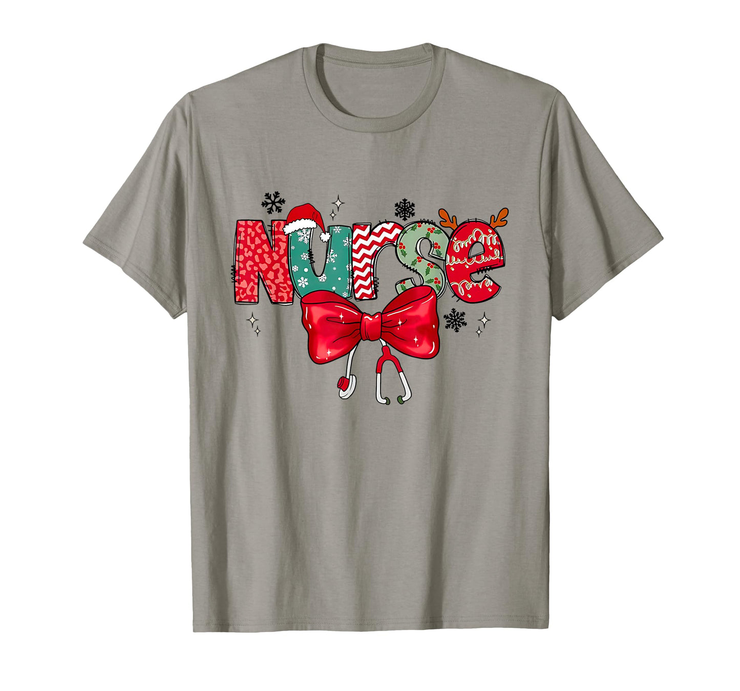 Christmas Nurse Coquette Bow Stethoscope Reindeer Nursing T-Shirt