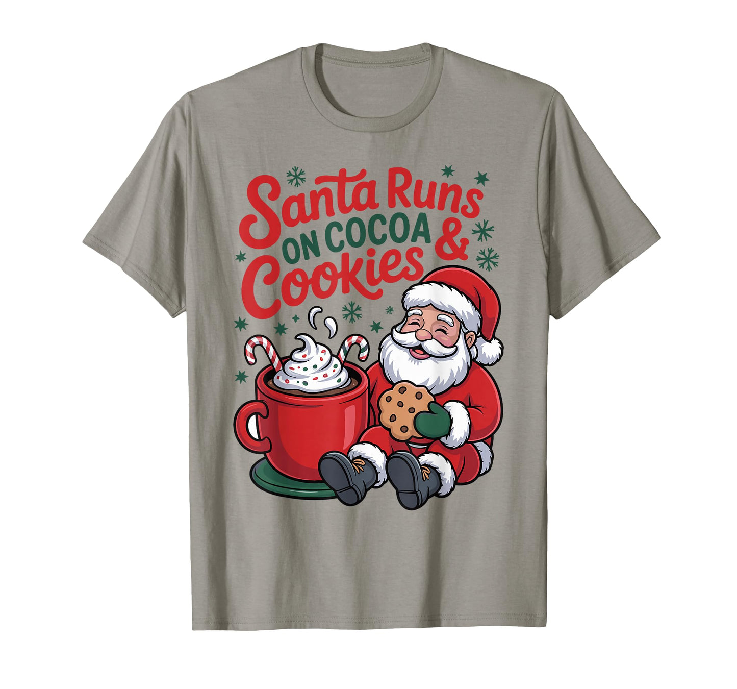 Funny Santa Runs on Cocoa and Cookies Christmas Kids T-Shirt