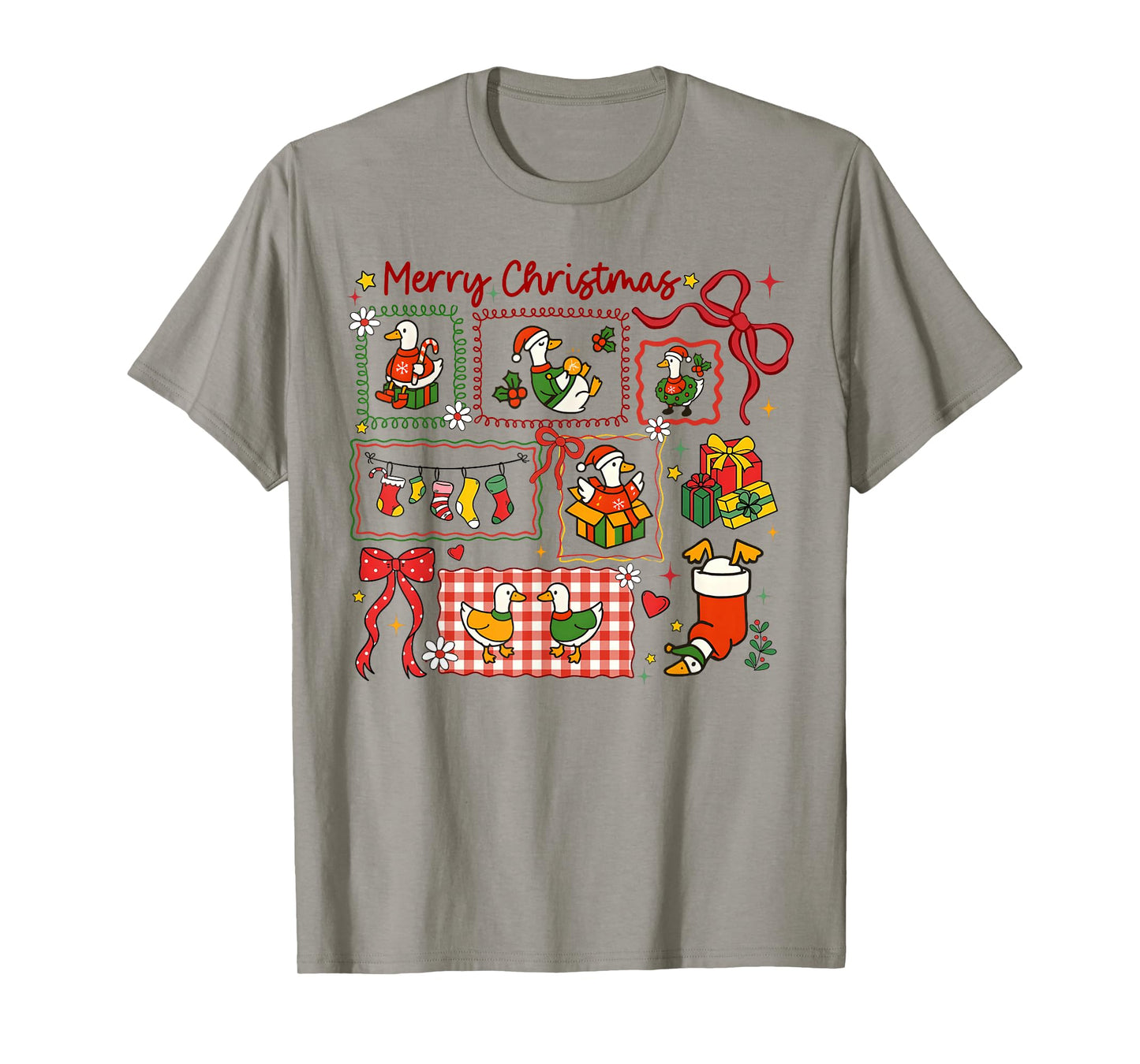 Cute Merry Christmas Goose Holiday Coquette Bow Girl Women T-Shirt