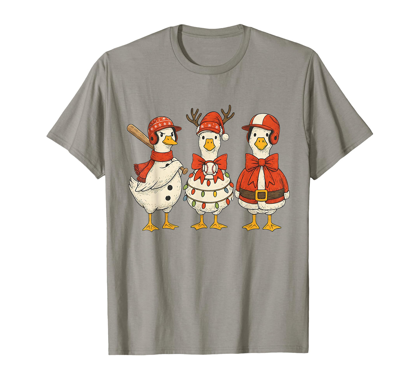 Preppy Goose Baseball Christmas Crew Santa Goose Baseball T-Shirt