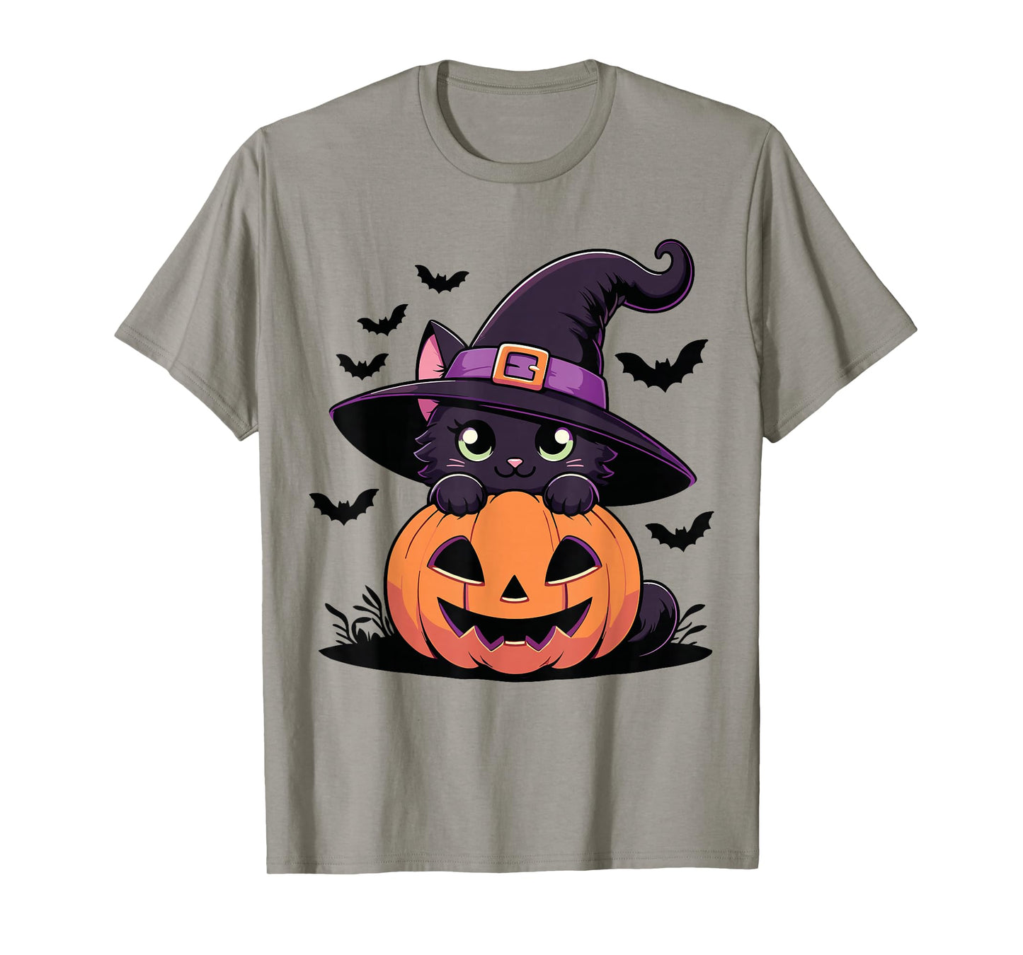 Retro Black Cat Pumpkin Halloween Costume Fall Autumn Season T-Shirt