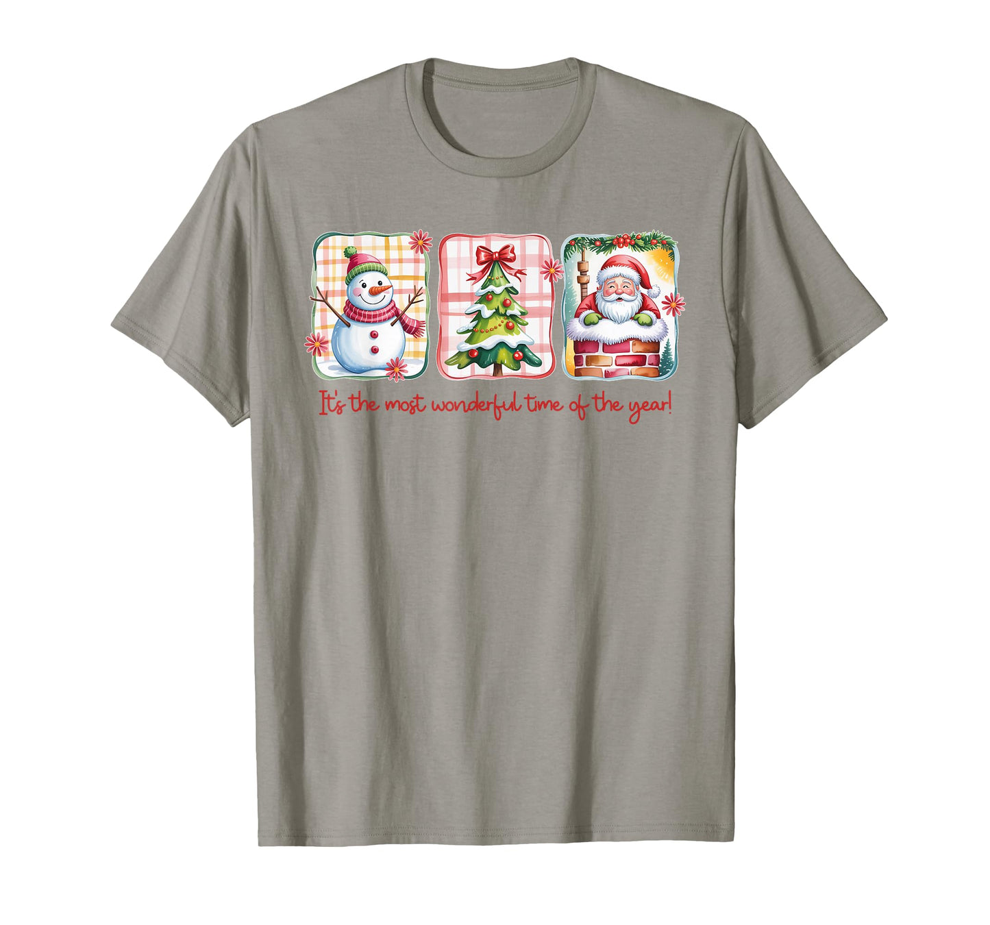 Christmas The Most Wonderful Time of The Year Plaid Snowman T-Shirt