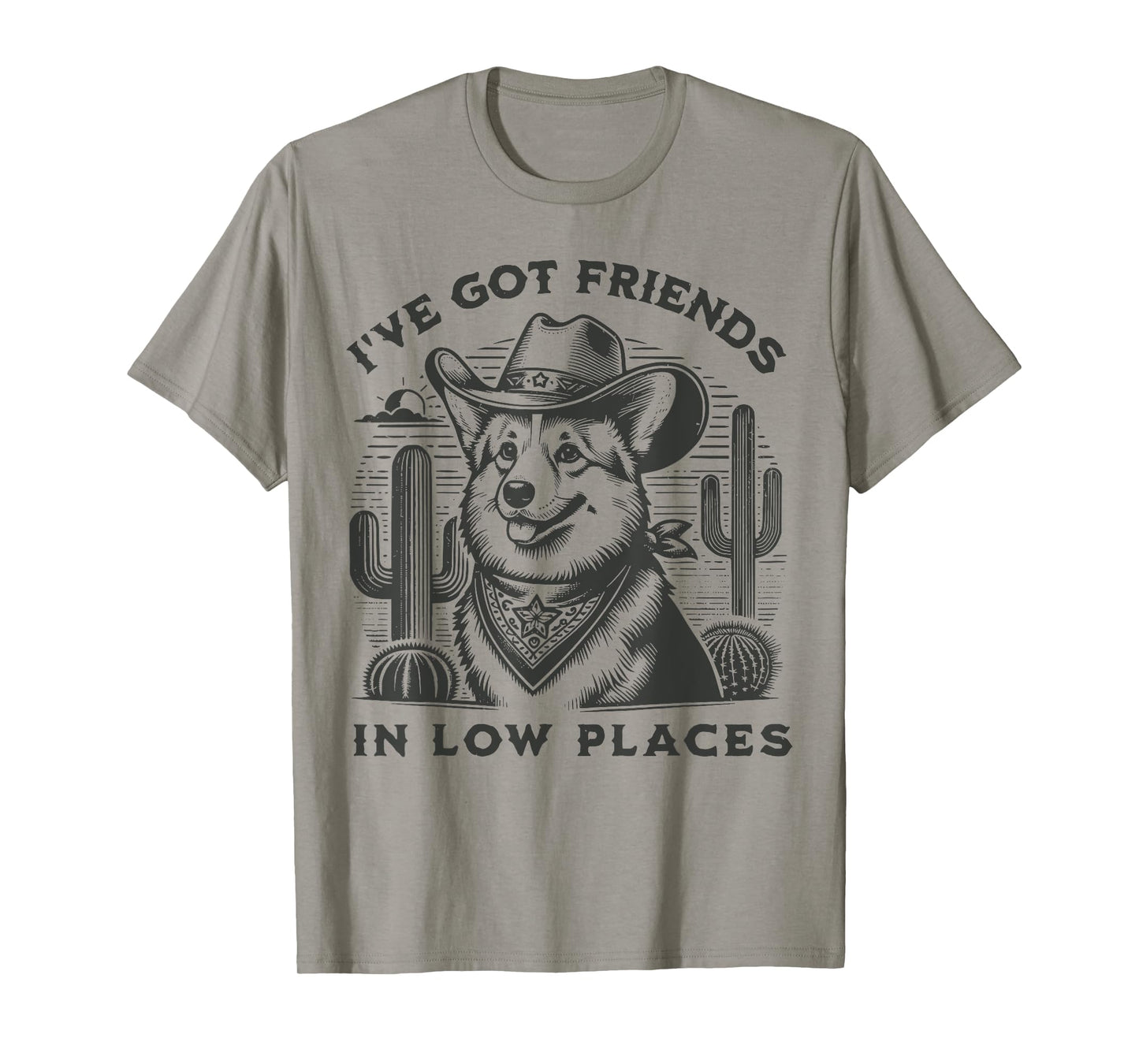 I've Got Friends In Low Places Western Cowboy Corgi Dog T-Shirt