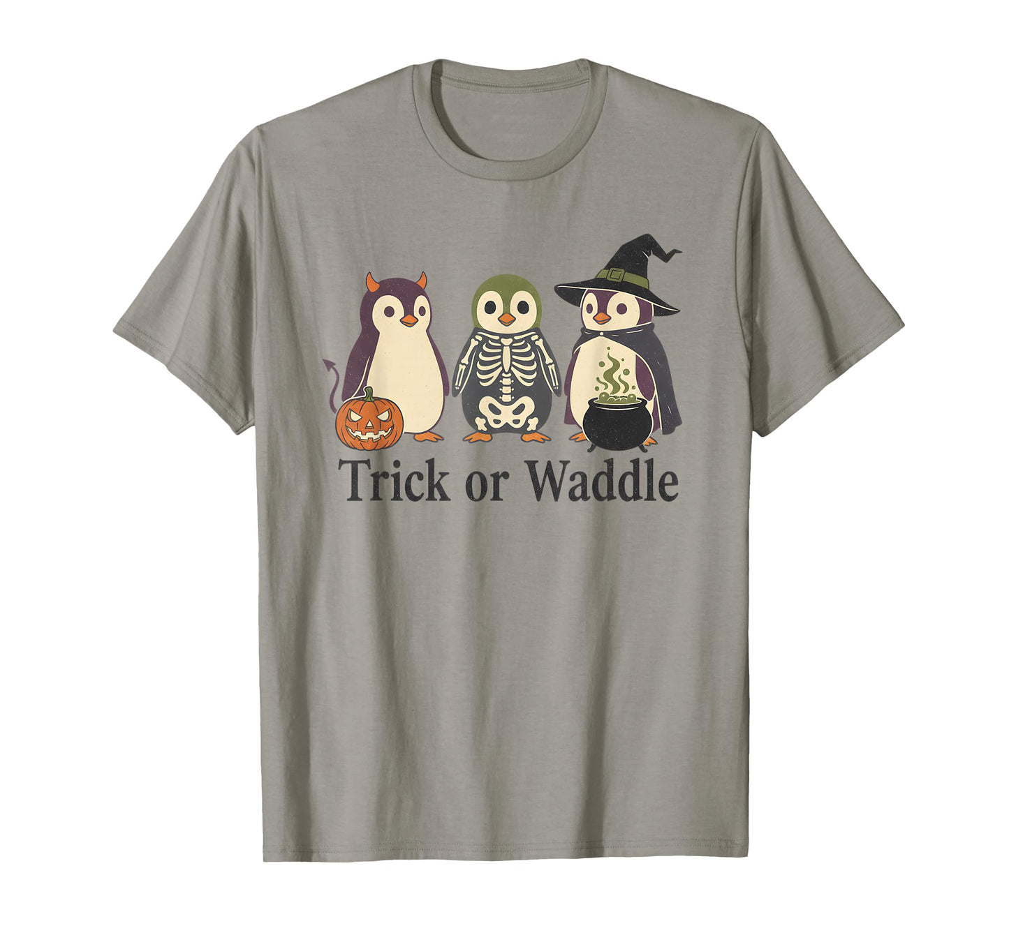 Vintage Penguin Trick or Waddle Spooky Halloween T-Shirt