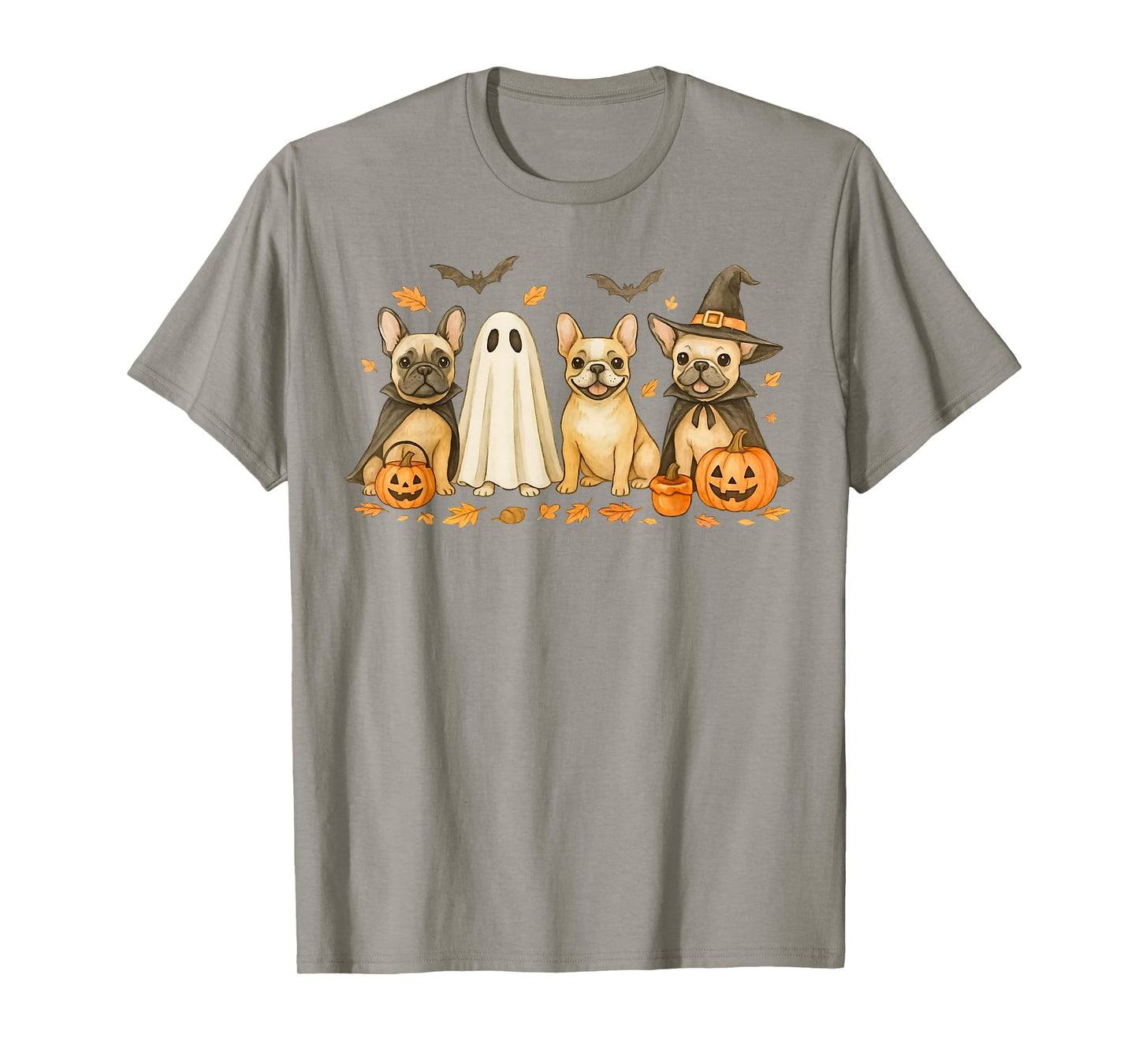 French Bulldog Ghost Witch Pumpkins Halloween Dog Costume T-Shirt