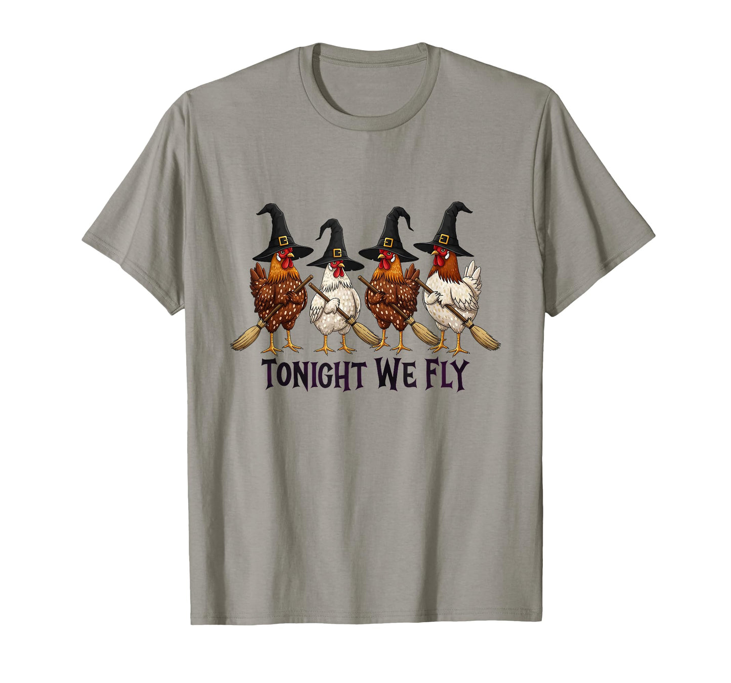 Tonight We Fly Halloween Chicken Witch Broom Salem Witch T-Shirt