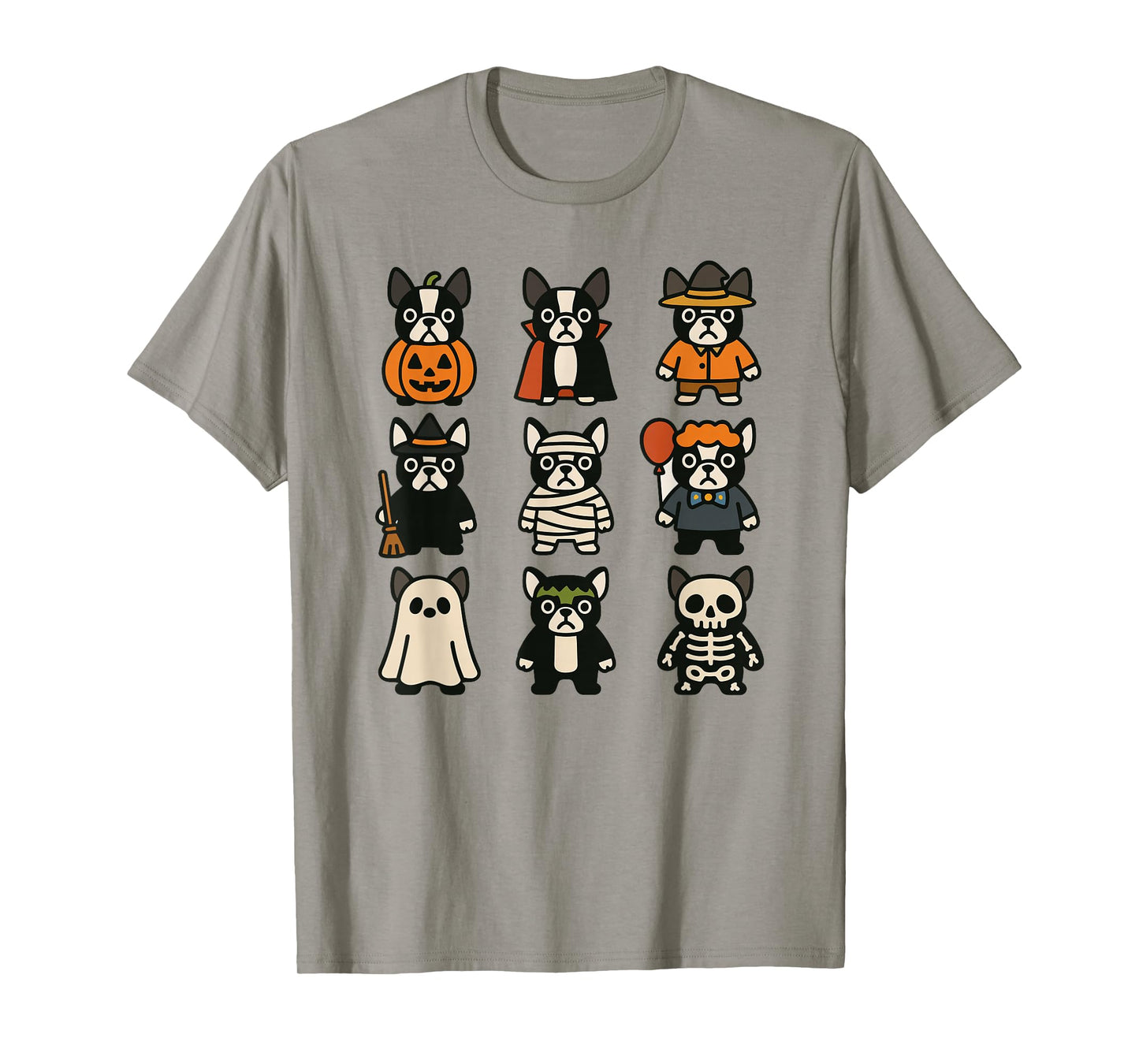 Boston Terrier Halloween Costume Funny Scary Dog Ghost Witch T-Shirt