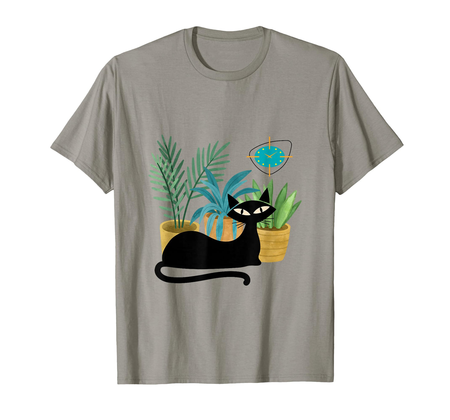 Cat Botanical Theme Midcentury Atomic Age Modern Mid Century T-Shirt
