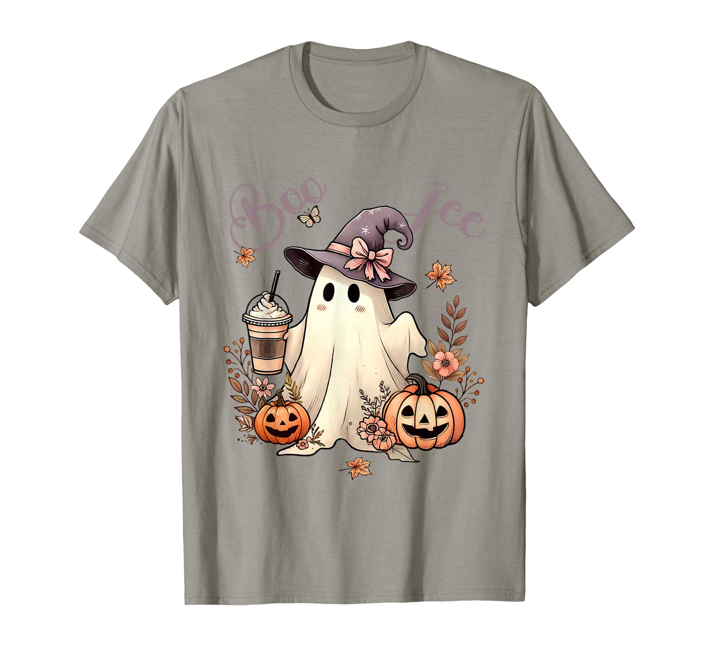Boo Jee Ghost Ice Coffee Coquette Bow Halloween Women Girl T-Shirt