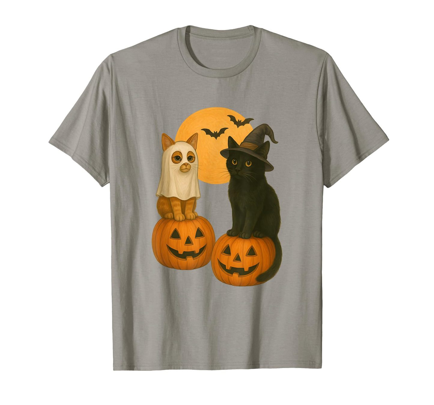 Cute Cats with Halloween Costumes Ghost and Witch Kitten T-Shirt