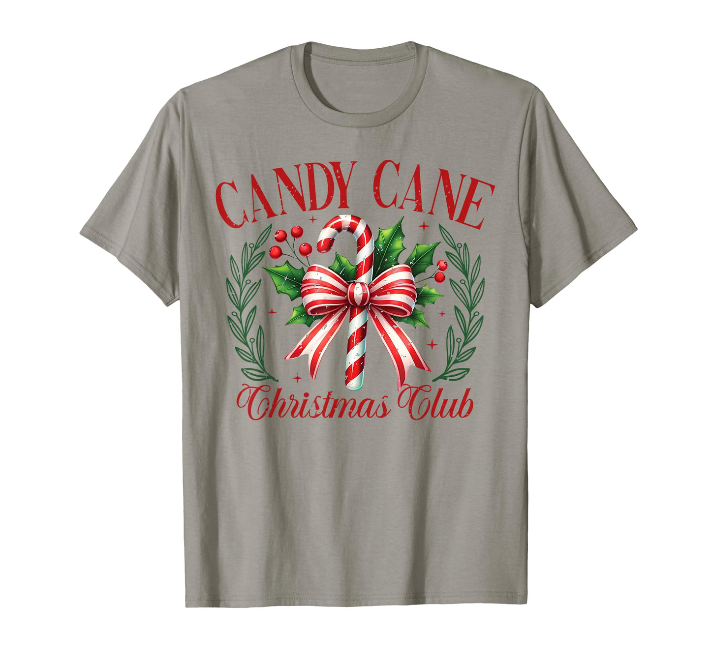 Candy Cane Christmas Club Coquette Bow Xmas Pajamas Holiday T-Shirt