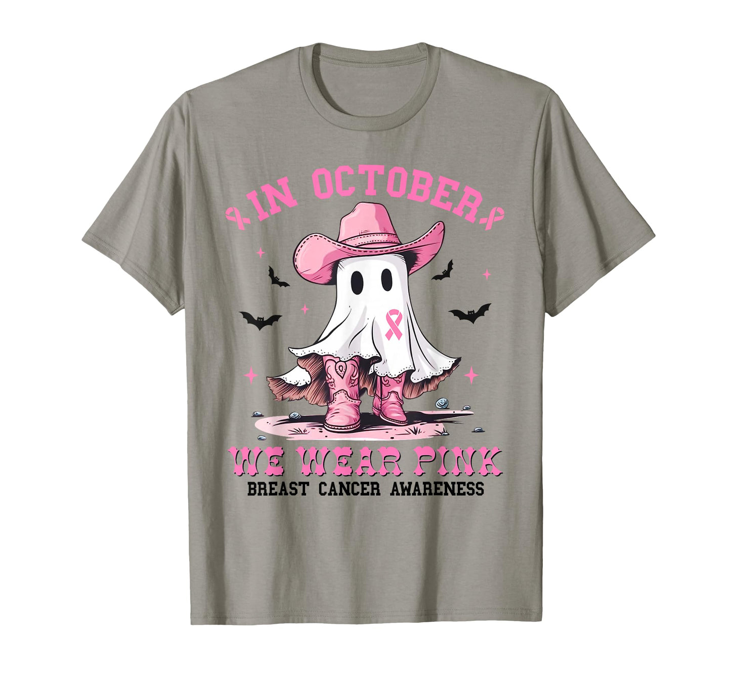Breast Cancer Women Halloween in October We Wear Pink Witch T-Shirt