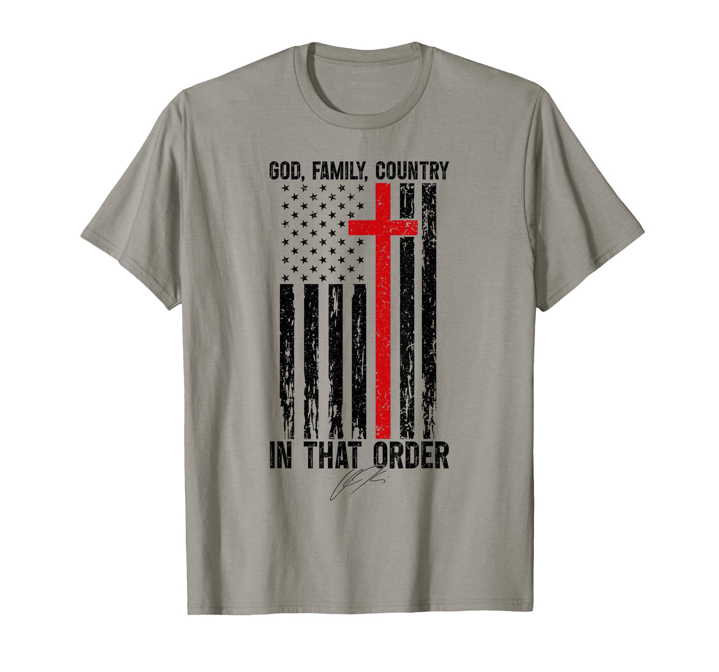 God Family Country - in That Order Vintage US Flag Supporter T-Shirt