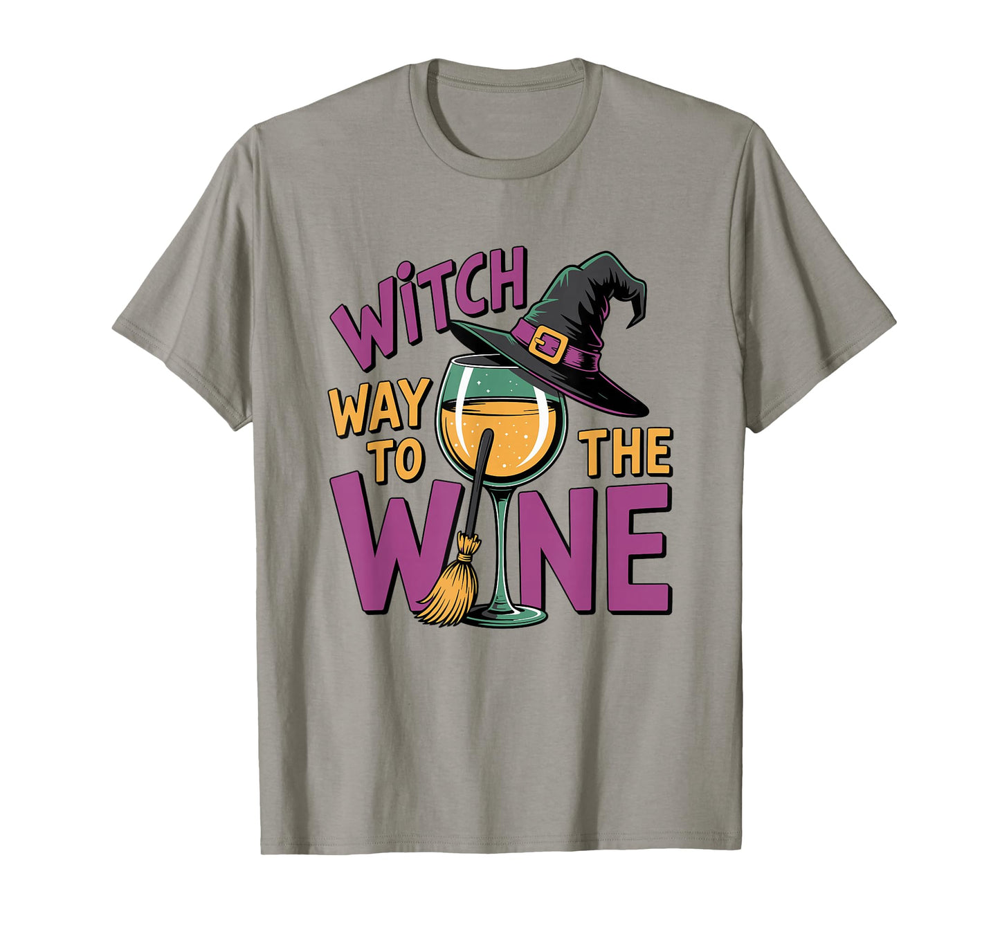 Witch Way to The Wine Funny Halloween Pun T-Shirt