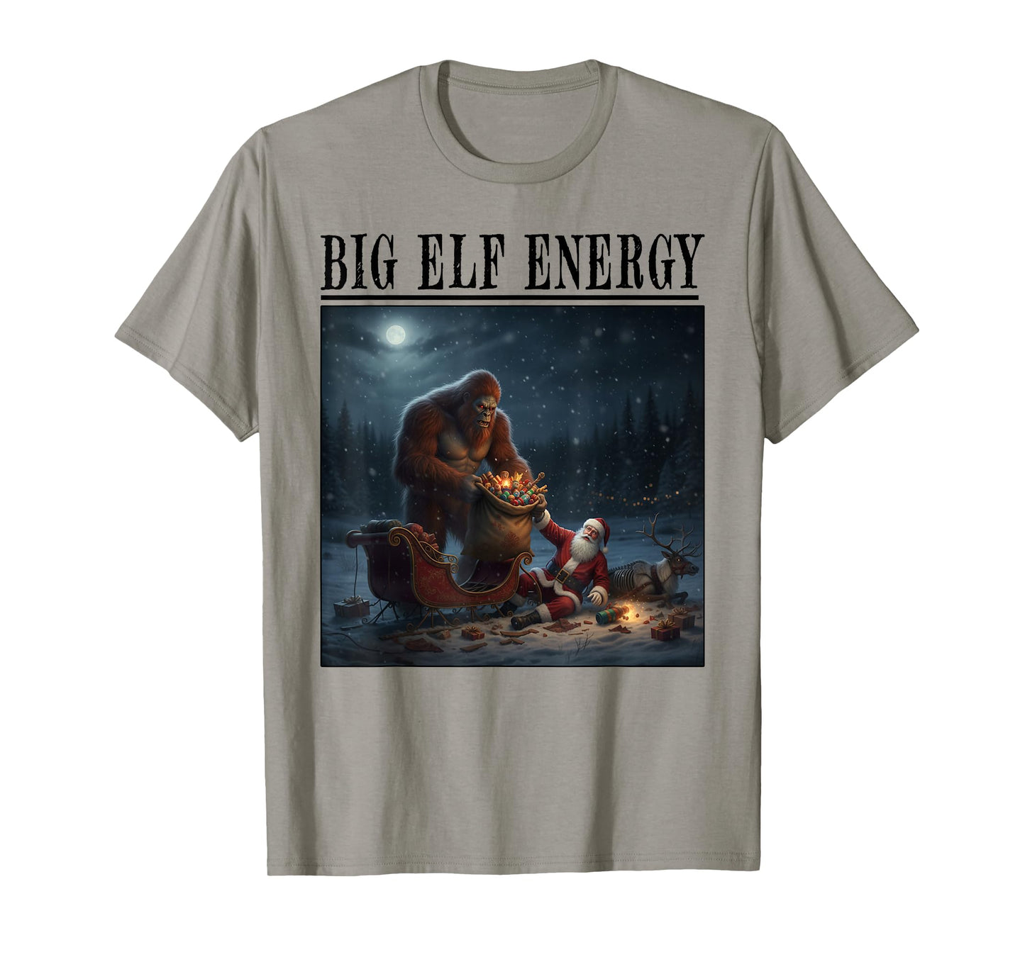 Bigfoot Santa Cannibal Wreck Sleigh Crash Christmas Rescue T-Shirt