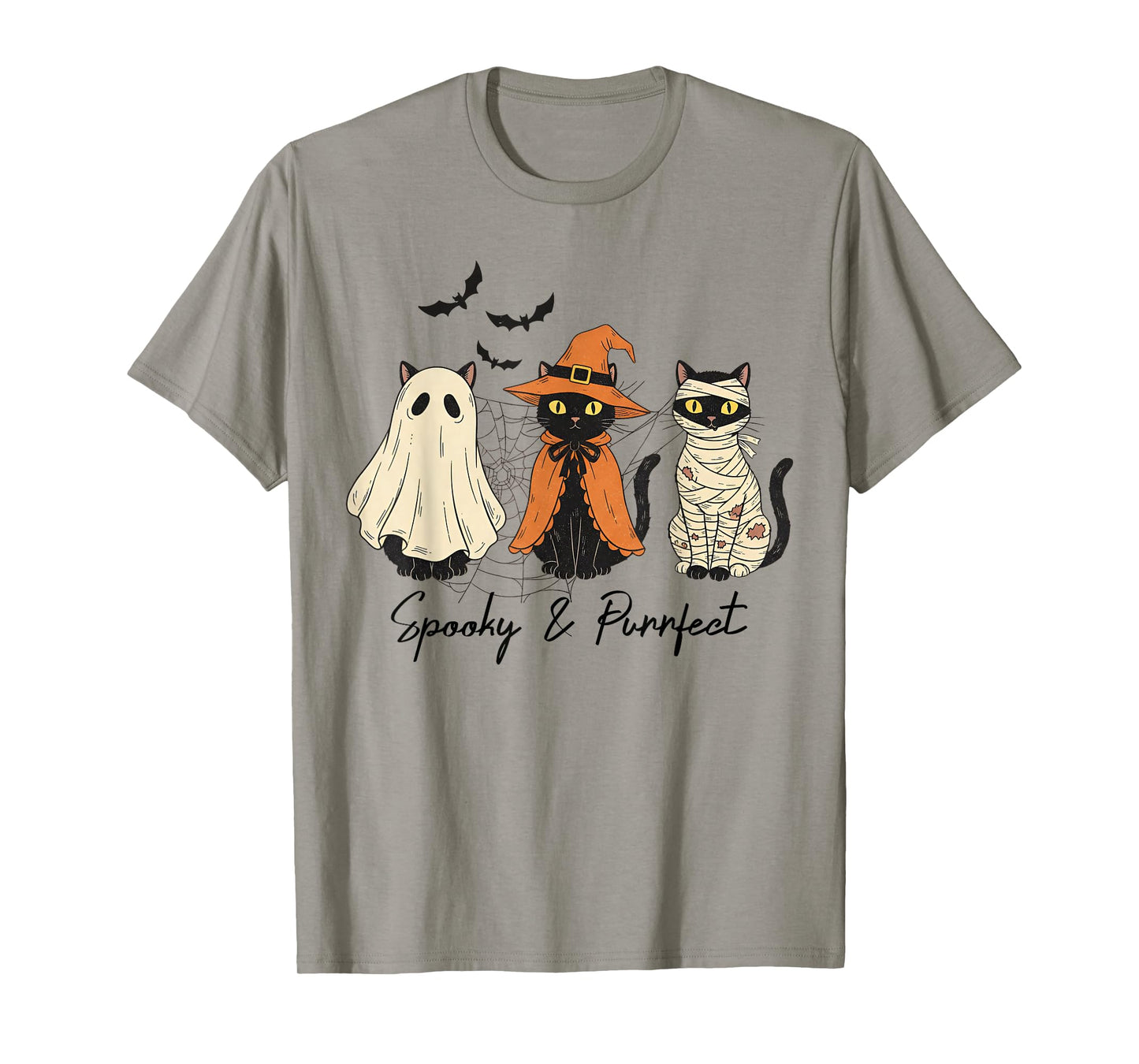 Spooky and Purrfect Black Cats Witch Scary Halloween T-Shirt