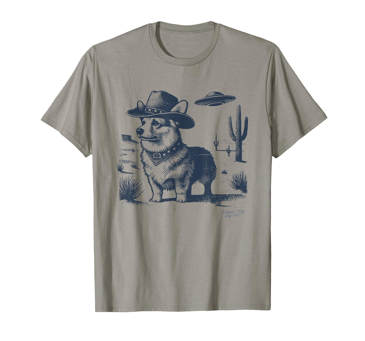 Corgi Cowboy, UFO Corgi Cowboy Hat, Corgi Mom, Corgi Dad T-Shirt