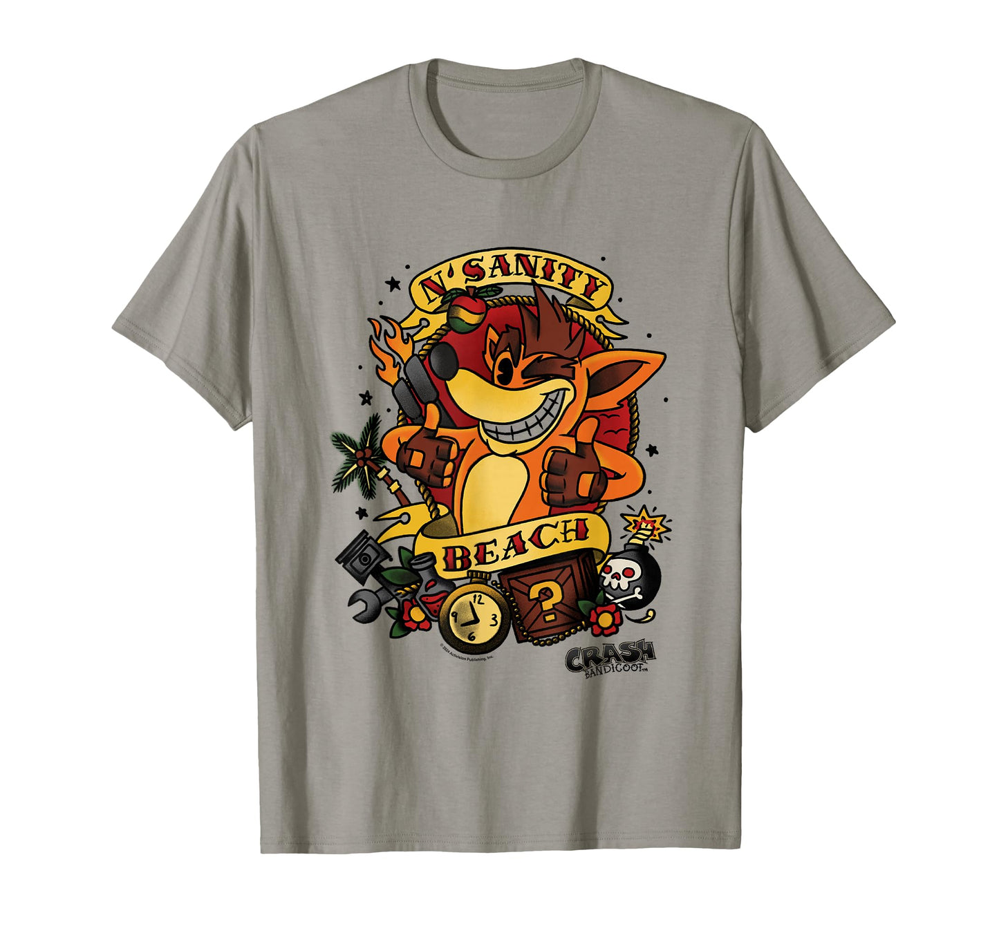 Crash Bandicoot N'Sanity Beach Vintage Tattoo Style T-Shirt