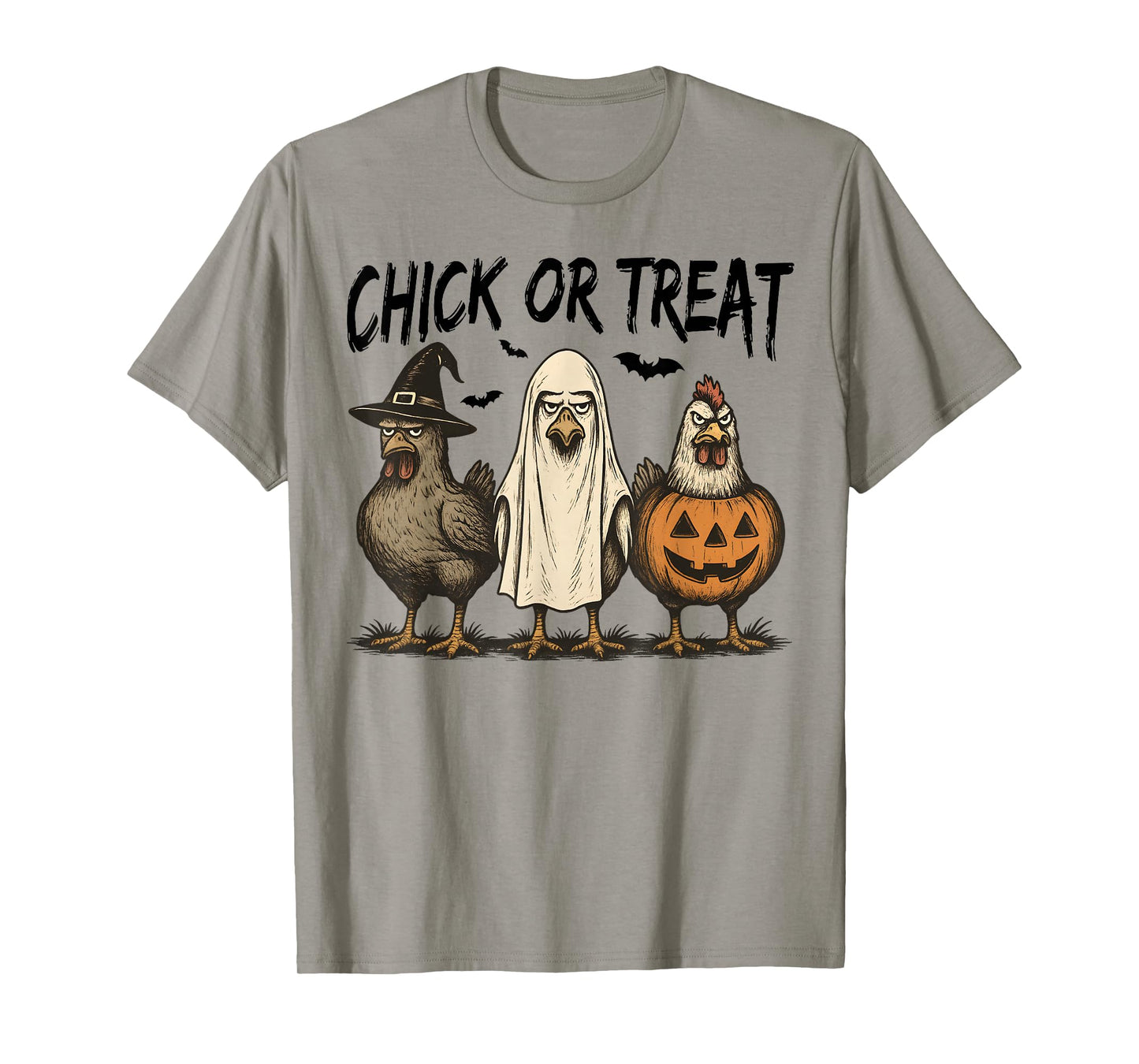 Chick Or Treat Funny Halloween Pumpkin Ghost Spooky Chicken T-Shirt