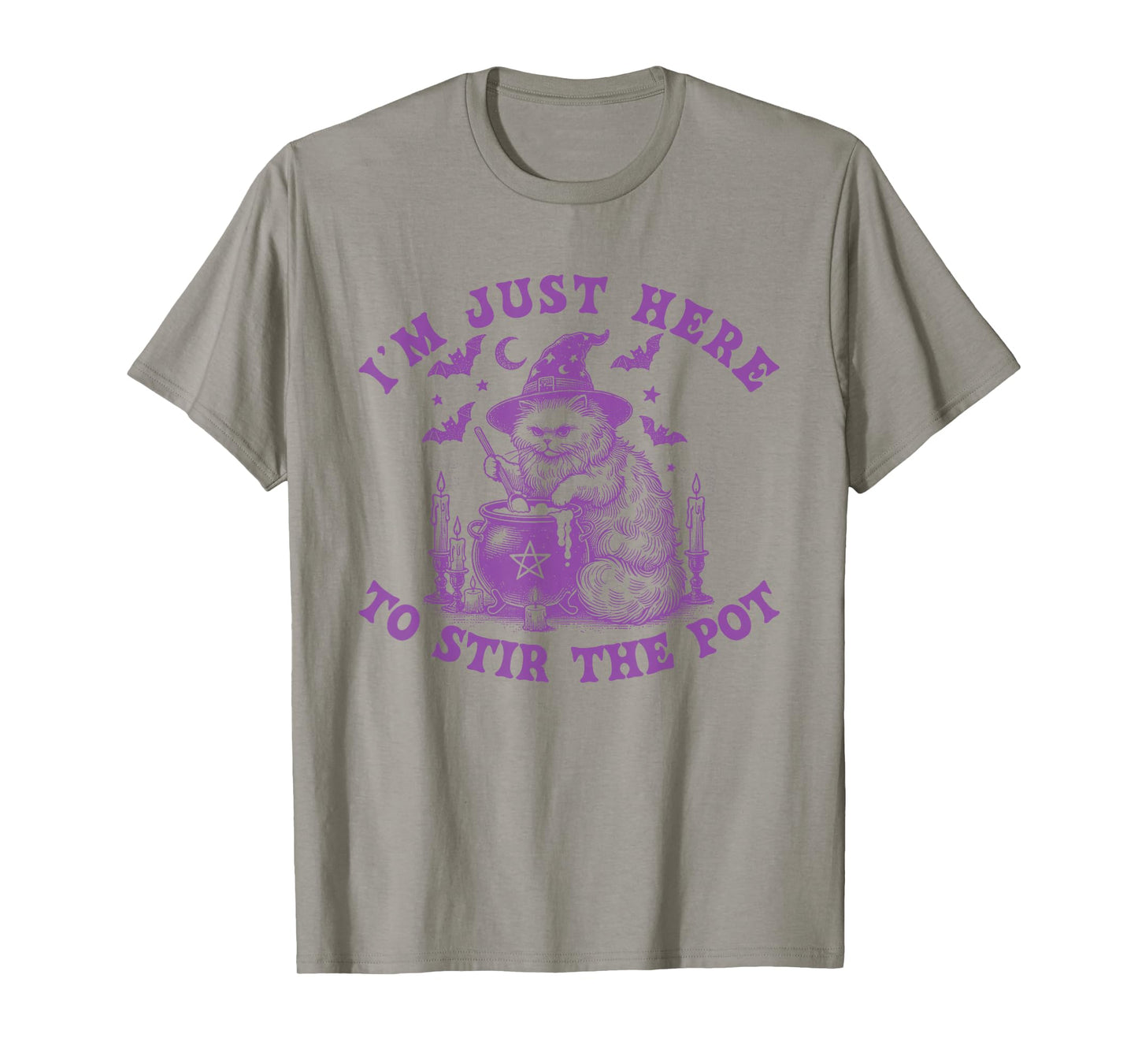 Funny Witch Cat Halloween Cauldron Stirring Spell Party T-Shirt