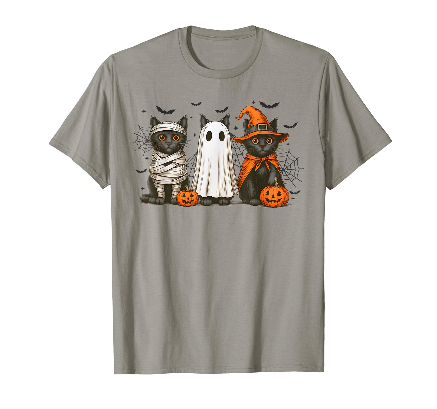 Funny Black Cat Ghost Witch Mummy Halloween Men Women Kids T-Shirt