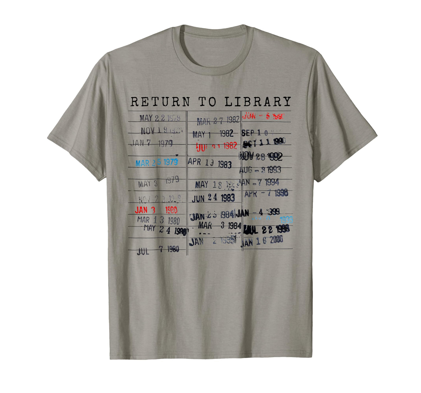 Library Card Due Date Stamp Book Lover Reading Vintage Read T-Shirt