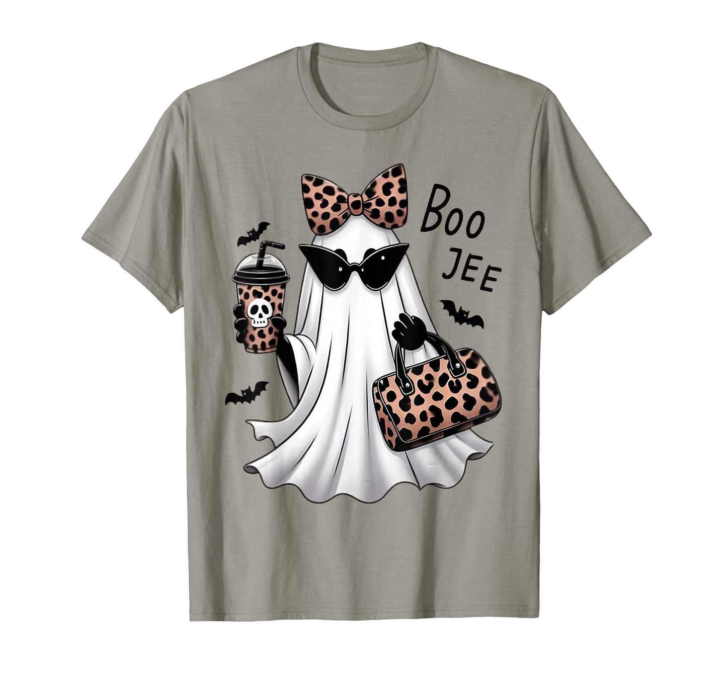 Coquette Leopard Ghost Coffee Boo-JEE Halloween Boujee Ghost T-Shirt