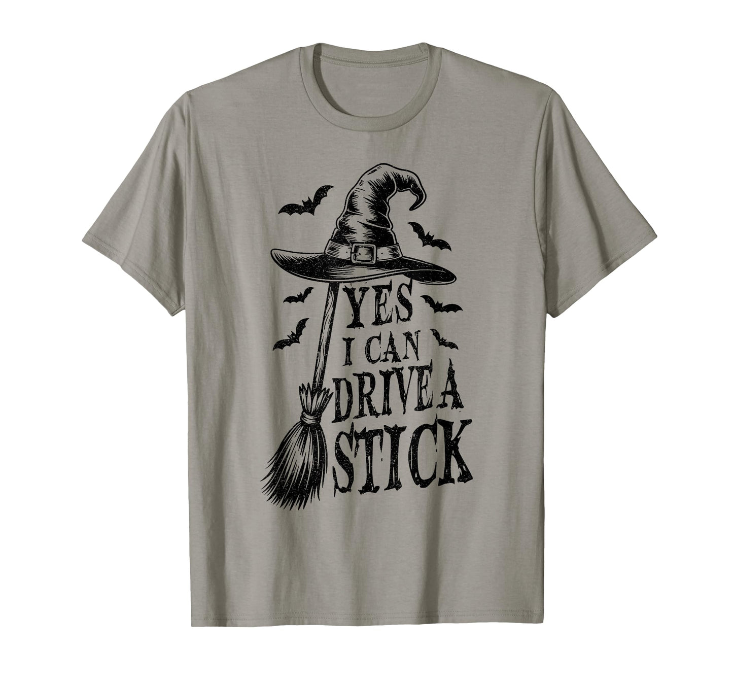 Yes I Can Drive A Stick Funny Halloween Spooky Witch T-Shirt