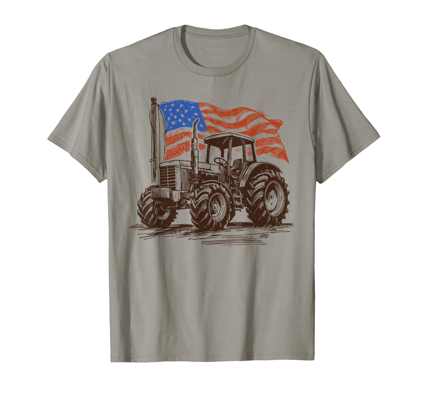 Farm Tractor Proud Farmer Patriotic American Flag Tractor T-Shirt