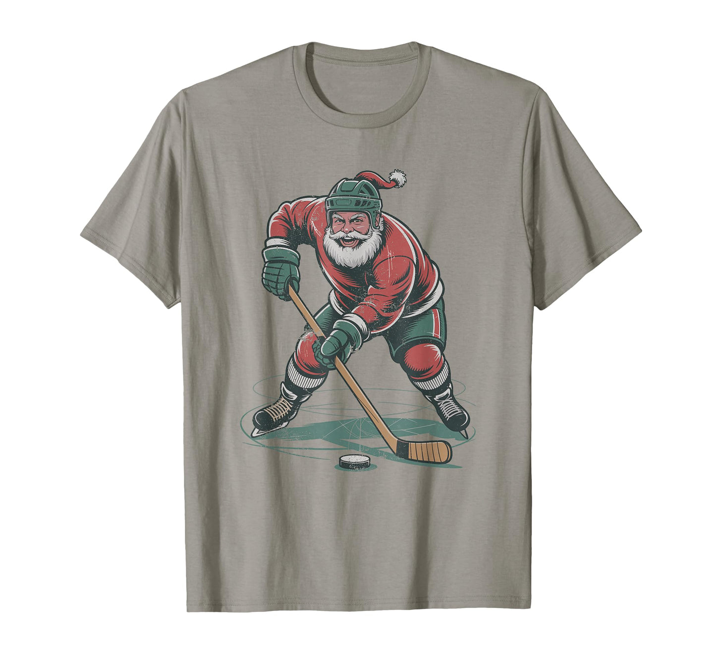 Santa Playing Hockey Retro Vintage 90s Christmas Holiday T-Shirt