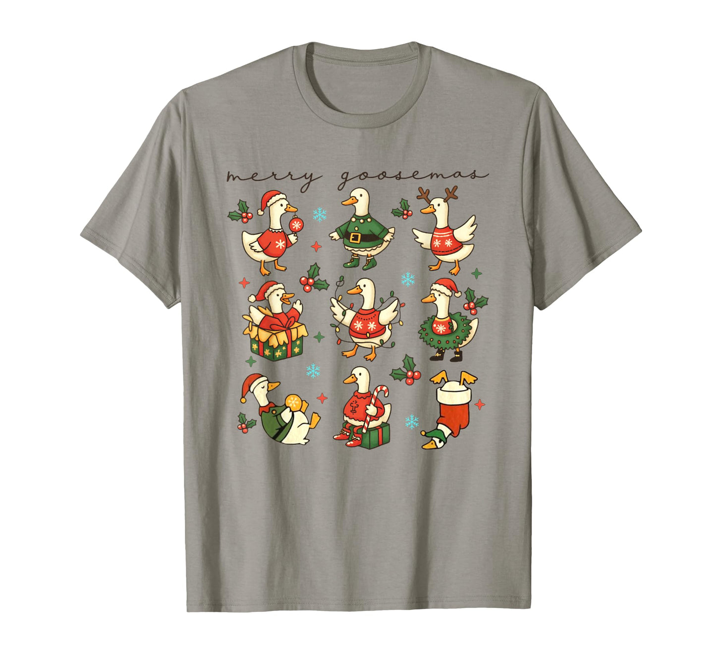 Funny Retro Merry Goosemas Christmas Silly Goose Xmas Lights T-Shirt