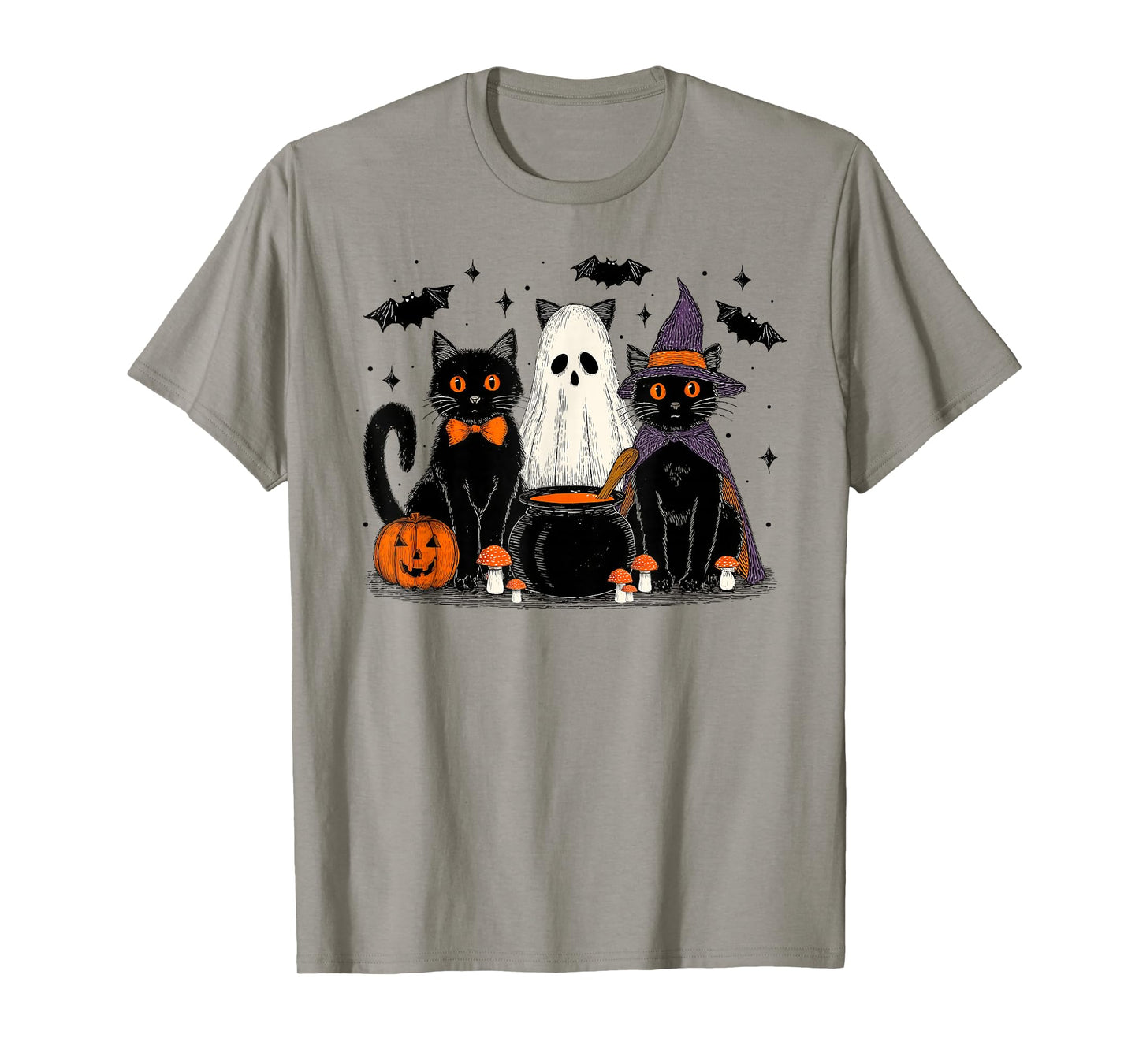 Trick or Treat Black Cat Halloween Witch Ghost Cats Pumpkin T-Shirt